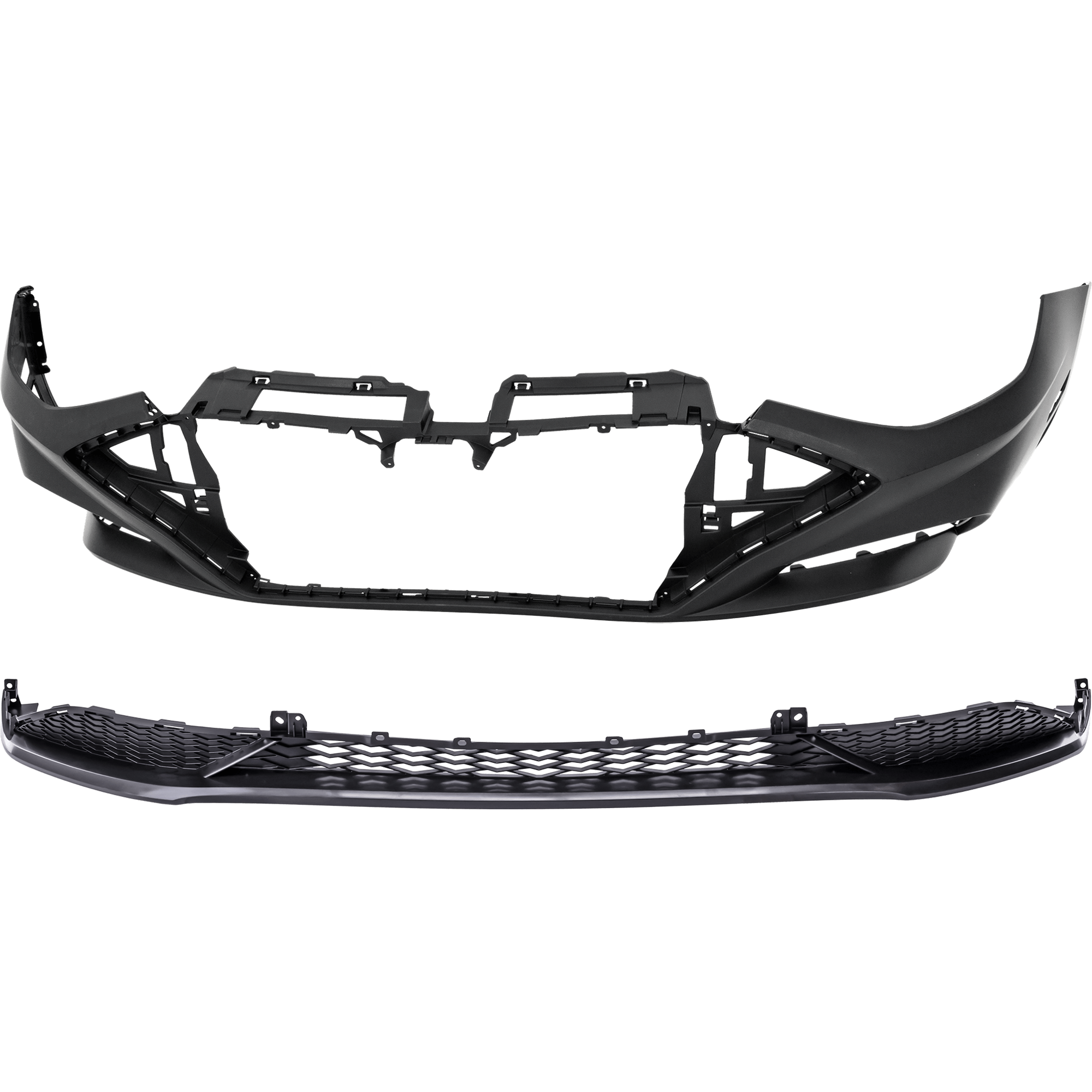 AM SONATA 20-23 FRONT BUMPER COVER Upper and Lower Upper Primed Lower Textured CAPA SKU SET RH01030065PQ Partslink HY1000242C HY1095116C OEM 86510L0400-86511L0400-86512L04