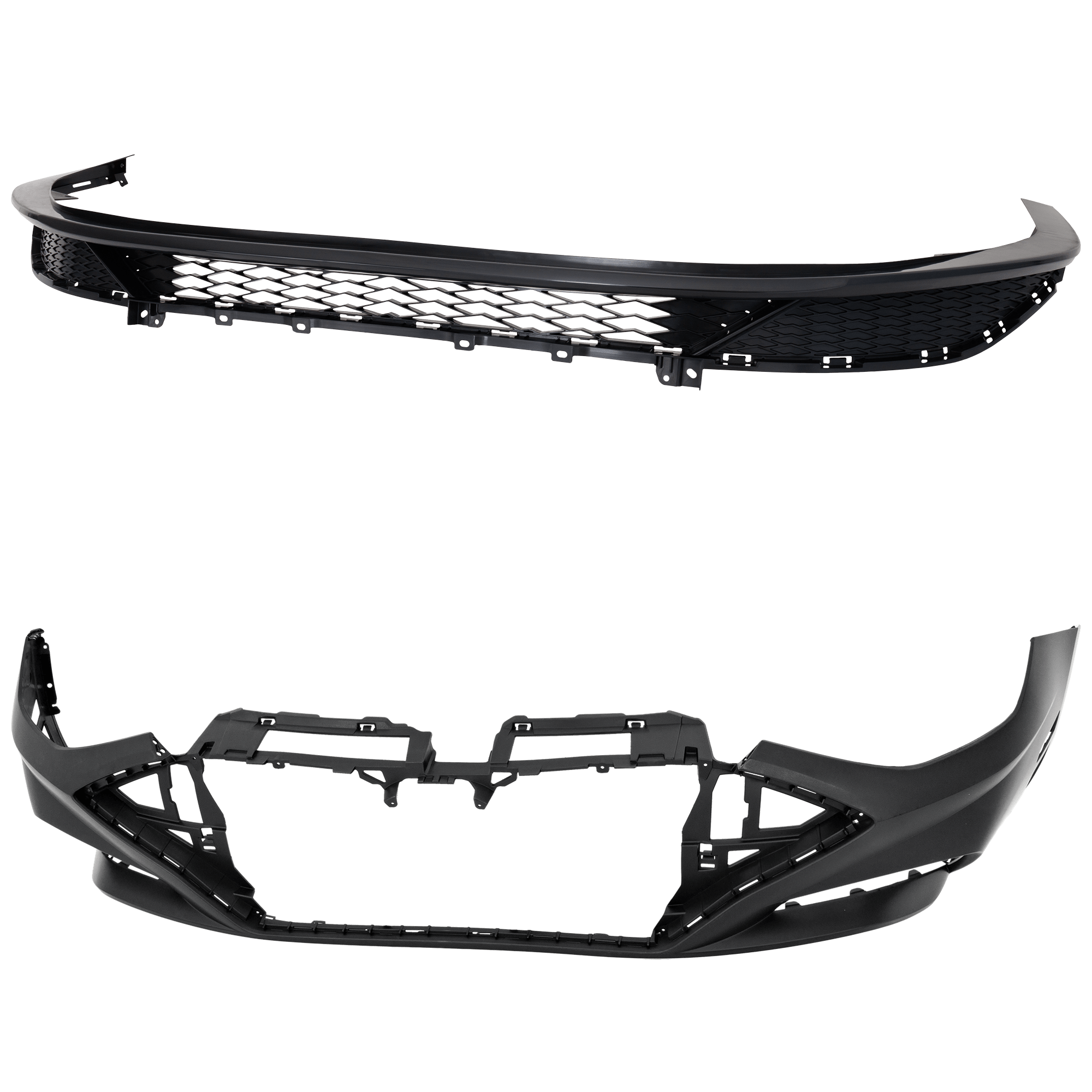 AM SONATA 20-23 FRONT BUMPER COVER Upper and Lower Upper Primed Lower Textured SKU SET RH01030065P Partslink HY1000242 HY1095116 OEM 86510L0400-86511L0400-86512L04