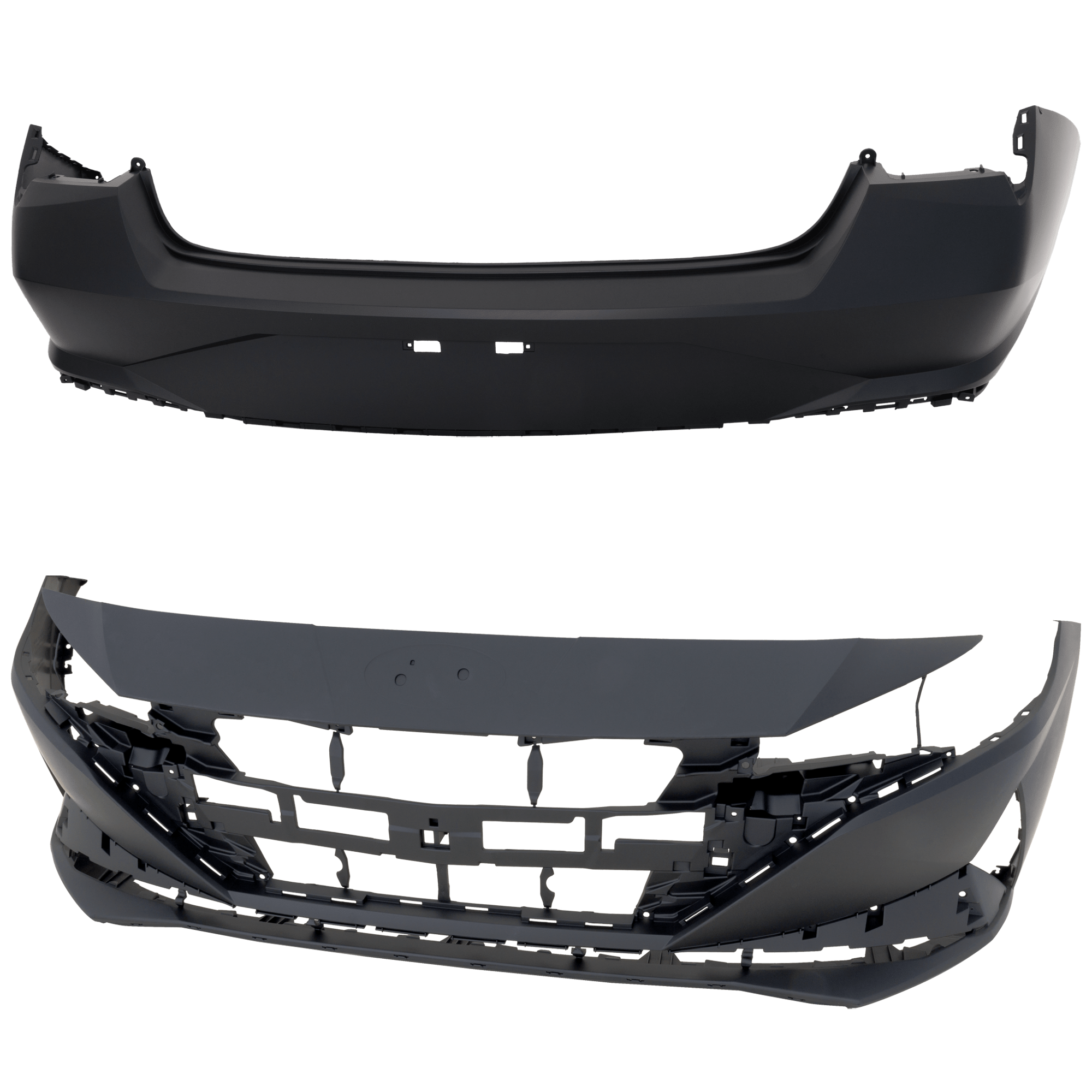 AM ELANTRA 21-23 FRONT AND REAR BUMPER COVER Primed CAPA SKU SET RH01030089PQ B Partslink HY1000247C HY1100243C OEM 86511AB010-86611AB000