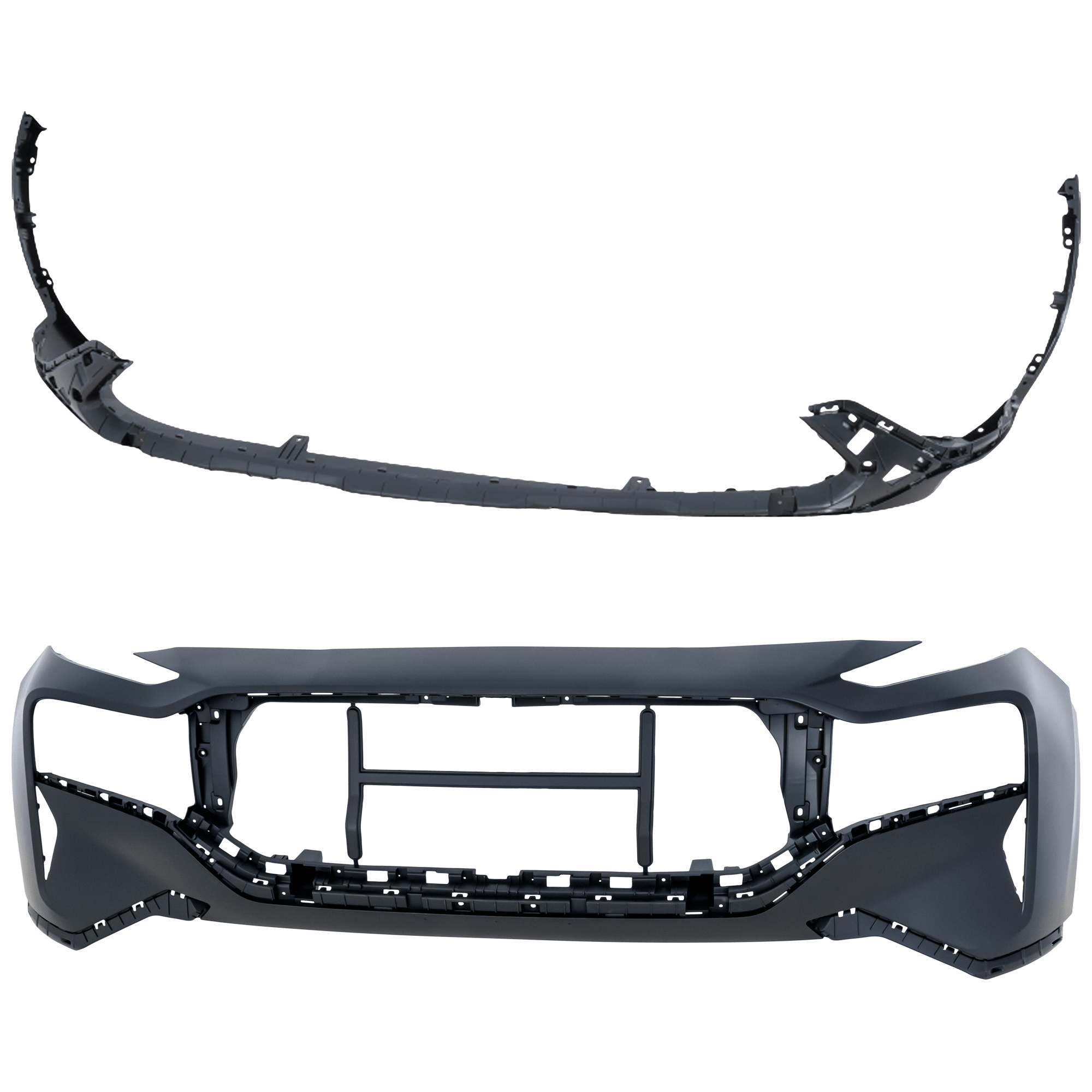 AM SANTA FE 23-23 FRONT BUMPER COVER Upper and Lower Primed SKU SET RH01030090P Partslink HY1014104 HY1015125 OEM 86511S2500-86550S2950