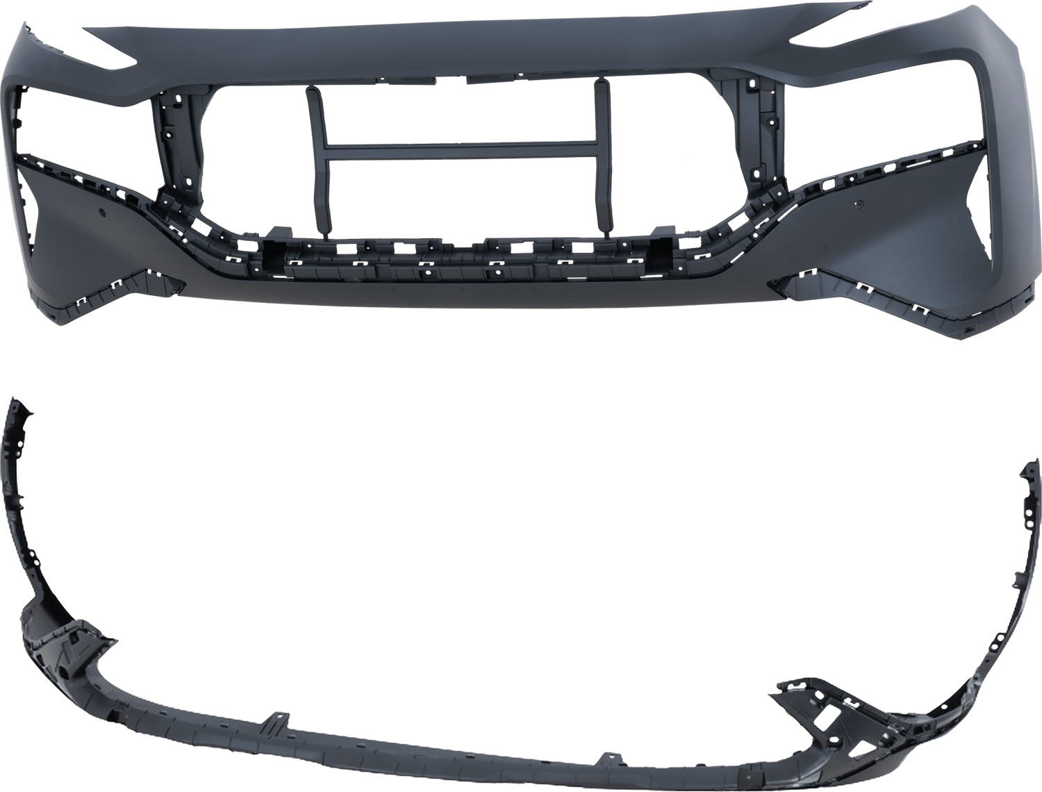 AM SANTA FE 21-23 FRONT BUMPER COVER Upper and Lower Primed CAPA SKU SET RH01030091PQ Partslink HY1014105C HY1015125C OEM 86510S2550-86550S2950