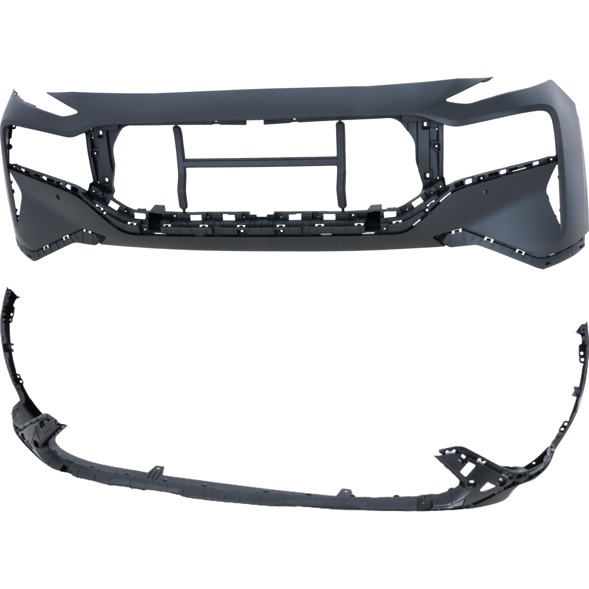 AM SANTA FE 21-23 FRONT BUMPER COVER Upper and Lower Primed SKU SET RH01030091P Partslink HY1014105 HY1015125 OEM 86510S2550-86550S2950