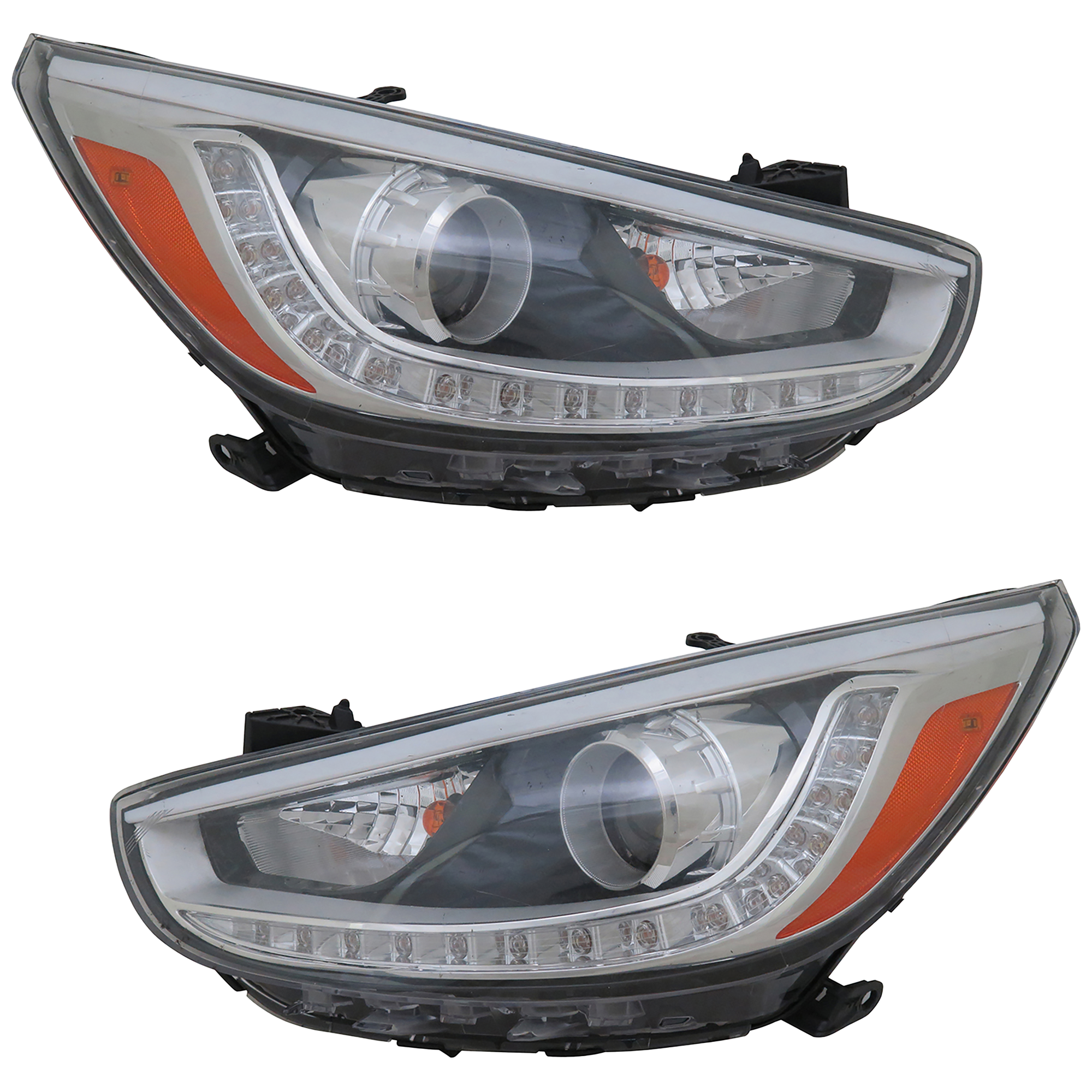 AM ACCENT 14-17 PROJECTOR HEAD LAMP RH AND LH Assembly Halogen w LED DRL Hatchback Sedan SKU SET RH10010001