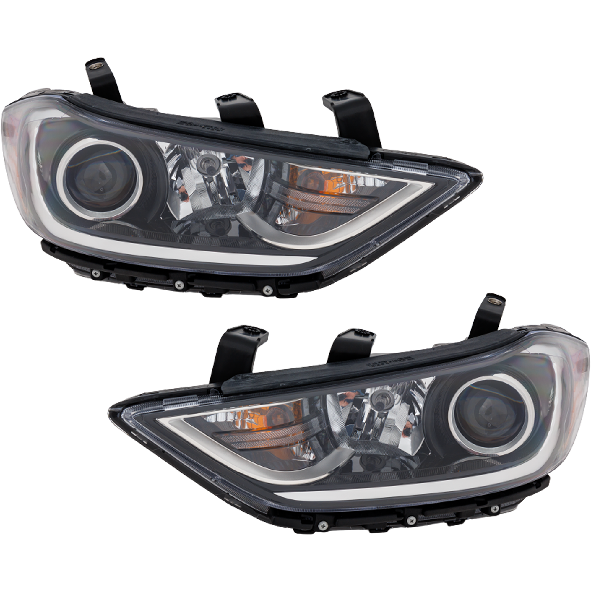 AM ELANTRA 17-18 HEAD LAMP RH AND LH Assembly Halogen w Daytime Running Light Korea Built Vehicle SKU SET RH10010015 Partslink HY2502204 HY2503204 OEM 92101F2050-92102F2050