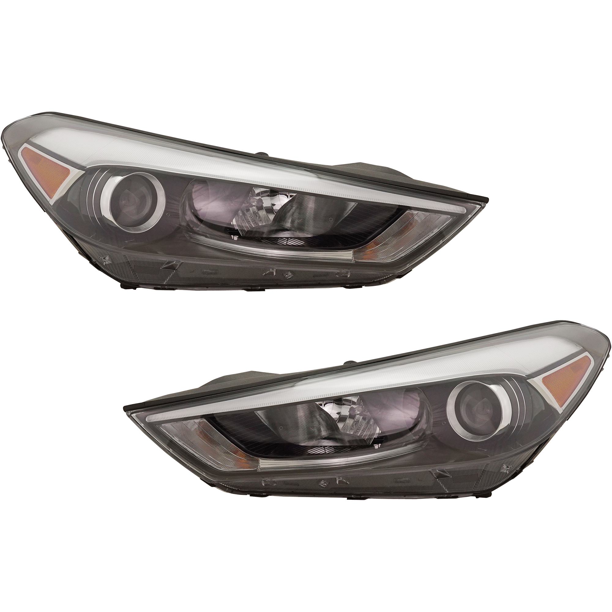 AM TUCSON 16-18 HEAD LAMP RH AND LH Set of 2 Assembly Halogen w LED Position Light SKU SET RH10010049 Partslink HY2503200 HY2502200 OEM 92102D3150-92101D3150