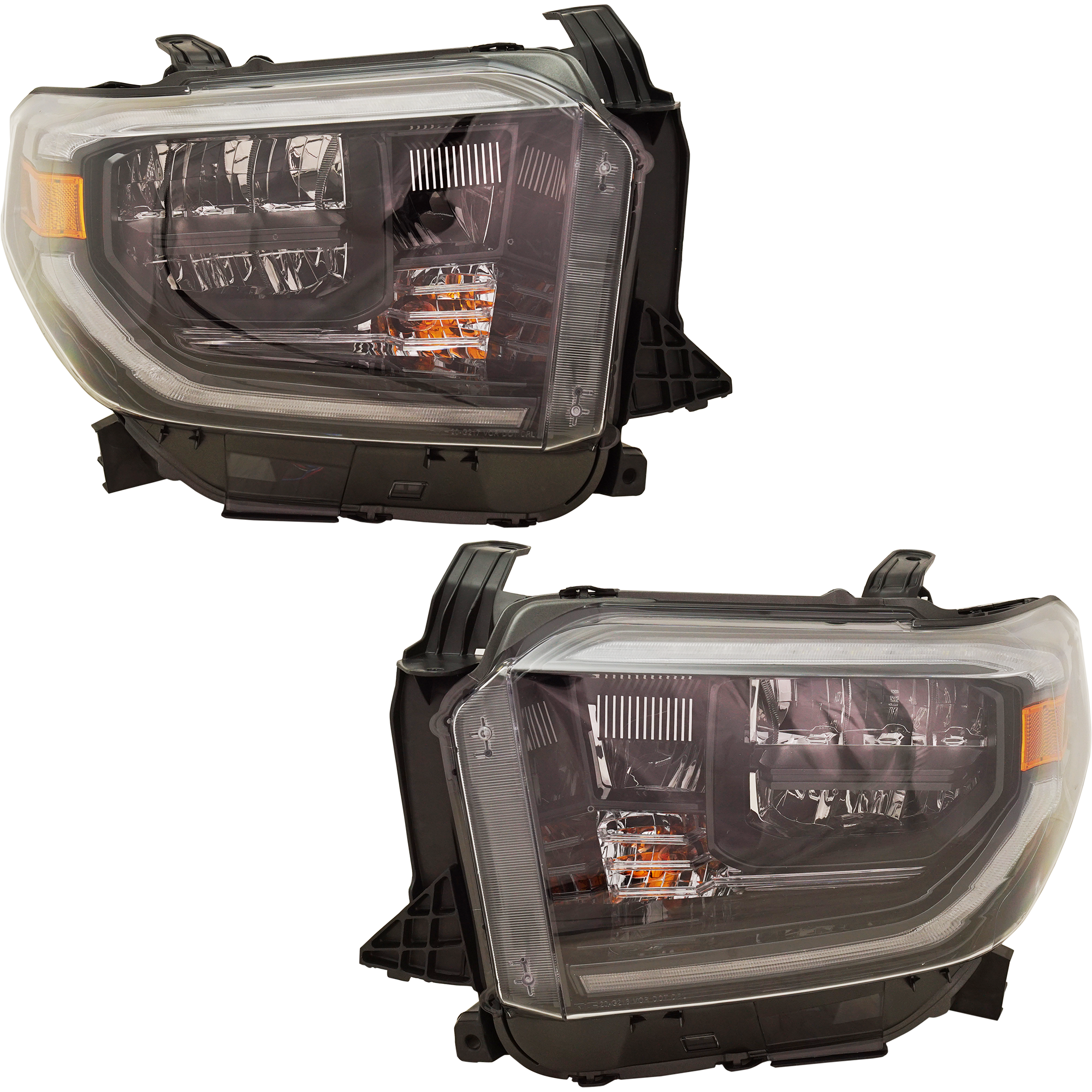 AM TUNDRA 19-21 HEAD LAMP RH AND LH Assembly LED Black Interior w Smoked Chrome Accent SKU SET RH10010071 Partslink TO2502281 TO2503281 OEM 811100C211-811500C211