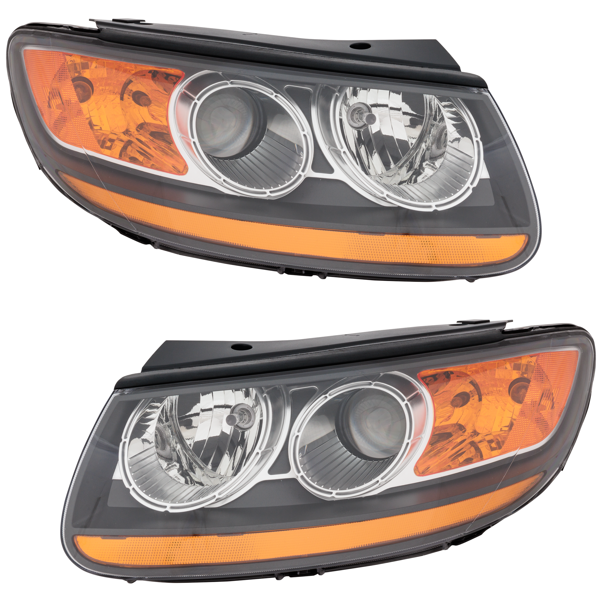 AM SANTA FE 07-09 HEAD LAMP RH AND LH Assembly Halogen w 1 Plug In Connector From 7-11-07 SKU SET RH10010103A Partslink HY2502150 HY2503150 OEM 921010W060-921020W060