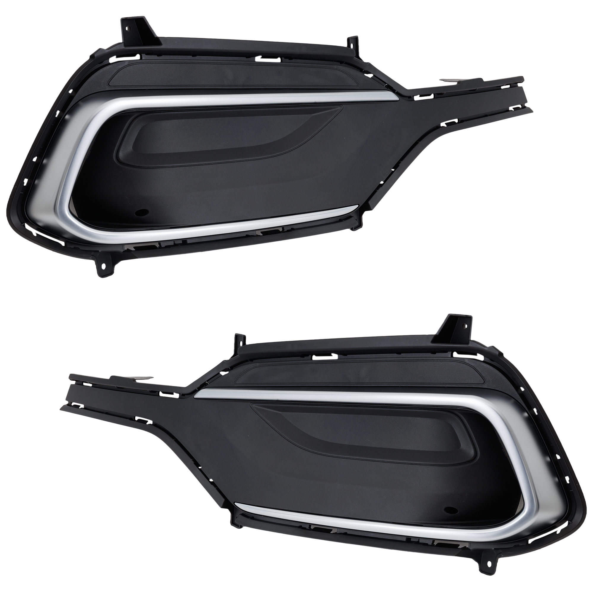 AM SANTA FE SPORT 18-18 FOG LAMP COVER RH AND LH Textured Black w Chrome Molding 2.4L Eng. CAPA SKU SET RH10770005Q Partslink HY1039175C HY1038175C OEM 865624Z530-865614Z530