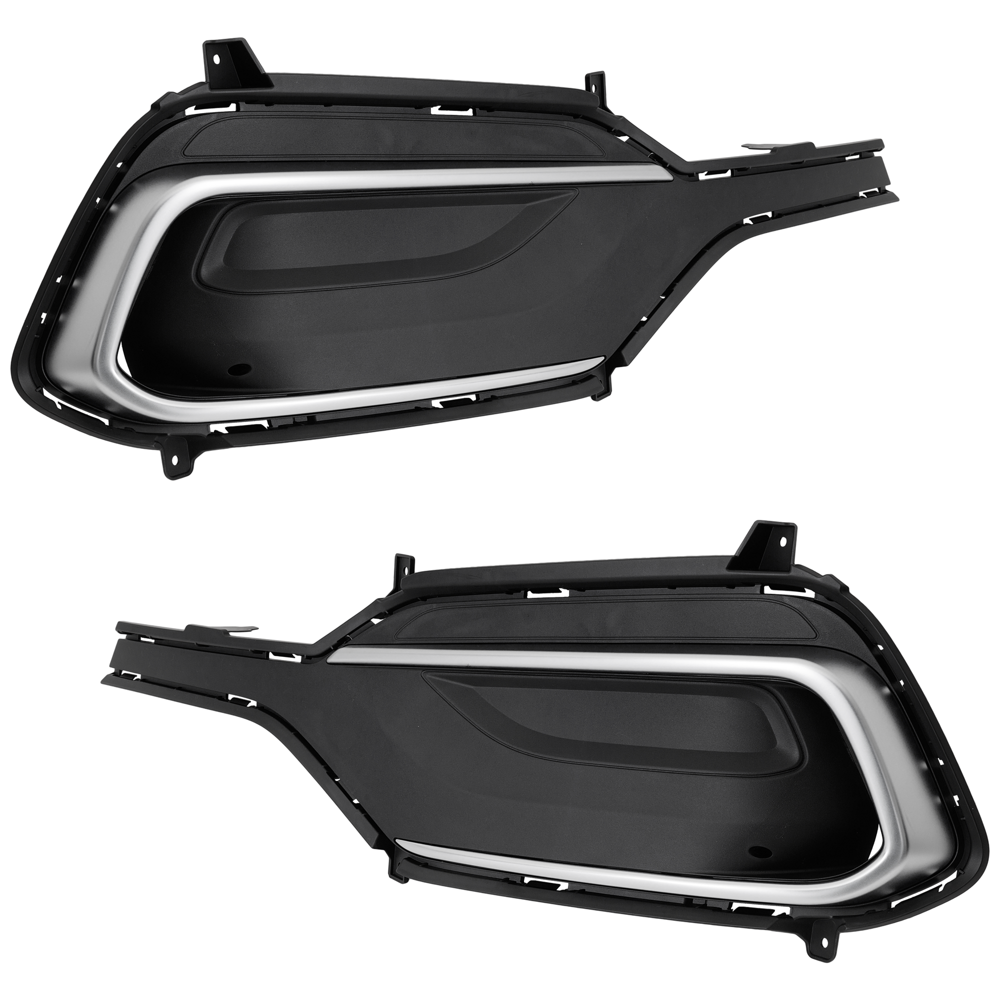 AM SANTA FE SPORT 18-18 FOG LAMP COVER RH AND LH Textured Black w Chrome Molding 2.4L Eng. SKU SET RH10770005 Partslink HY1039175 HY1038175 OEM 865624Z530-865614Z530