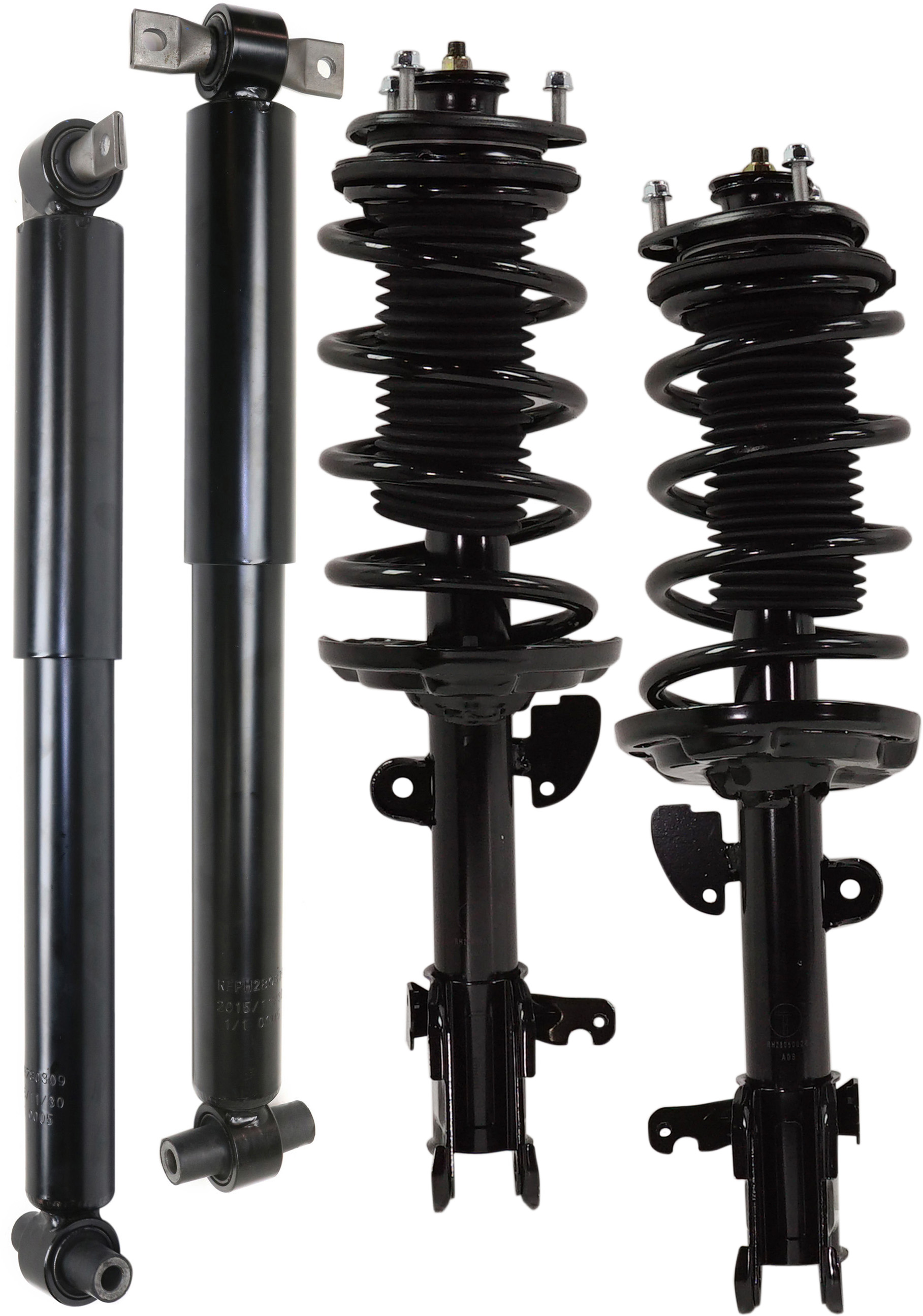 AM PILOT 09-15 FRONT AND REAR SHOCK AND FULLY LOADED STRUT RH AND LH Gas Charged Twin tube Set of 4 SKU SET RH28050027-4 OEM 52610SZAA04-52610SZAA51