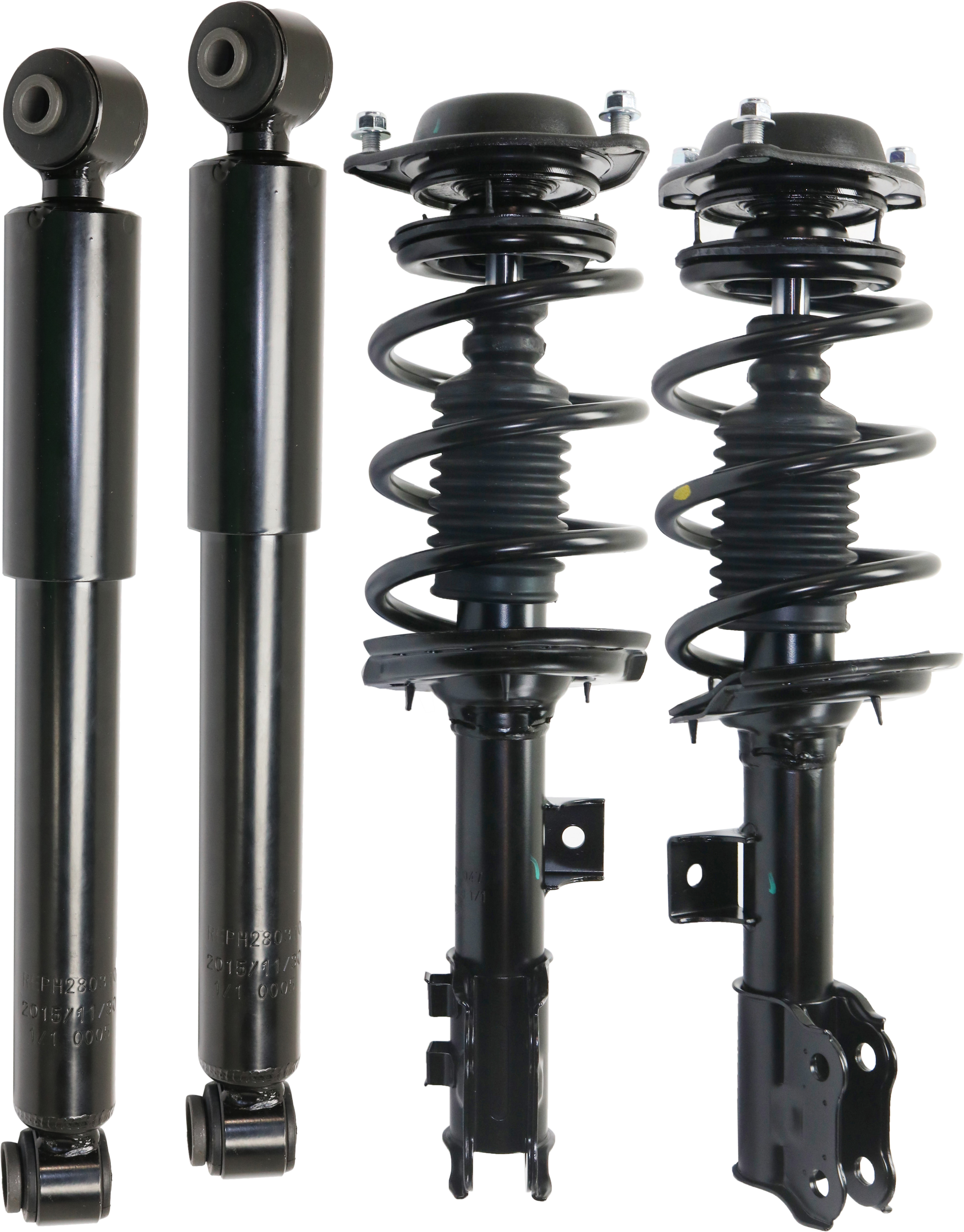 AM ELANTRA 11-16 FRONT AND REAR SHOCK AND FULLY LOADED STRUT RH AND LH Gas Charged Twin tube Set of 4 SKU SET RH28050047-4 OEM 1333386R 172708-546613X050-546