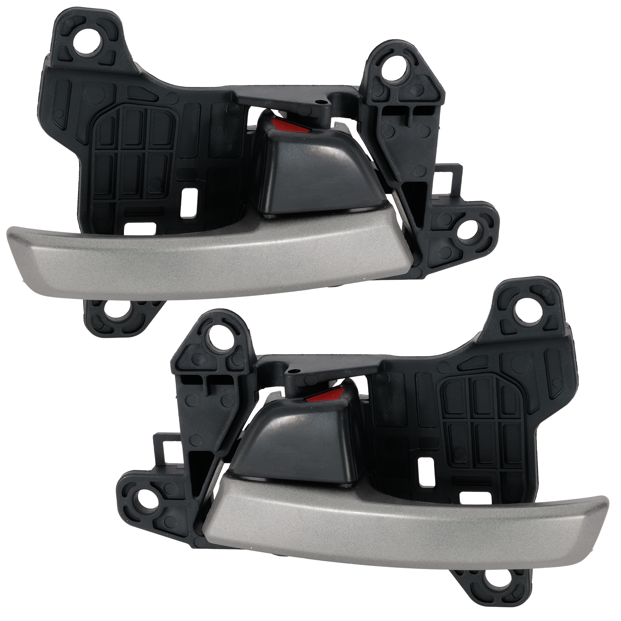 AM ELANTRA 17-20 FRONT INTERIOR DOOR HANDLE RH AND LH Silver Lever Black Housing =REAR SKU SET RH46210067 Partslink HY1352143 HY1353143 OEM 82610F2000-82620F2000