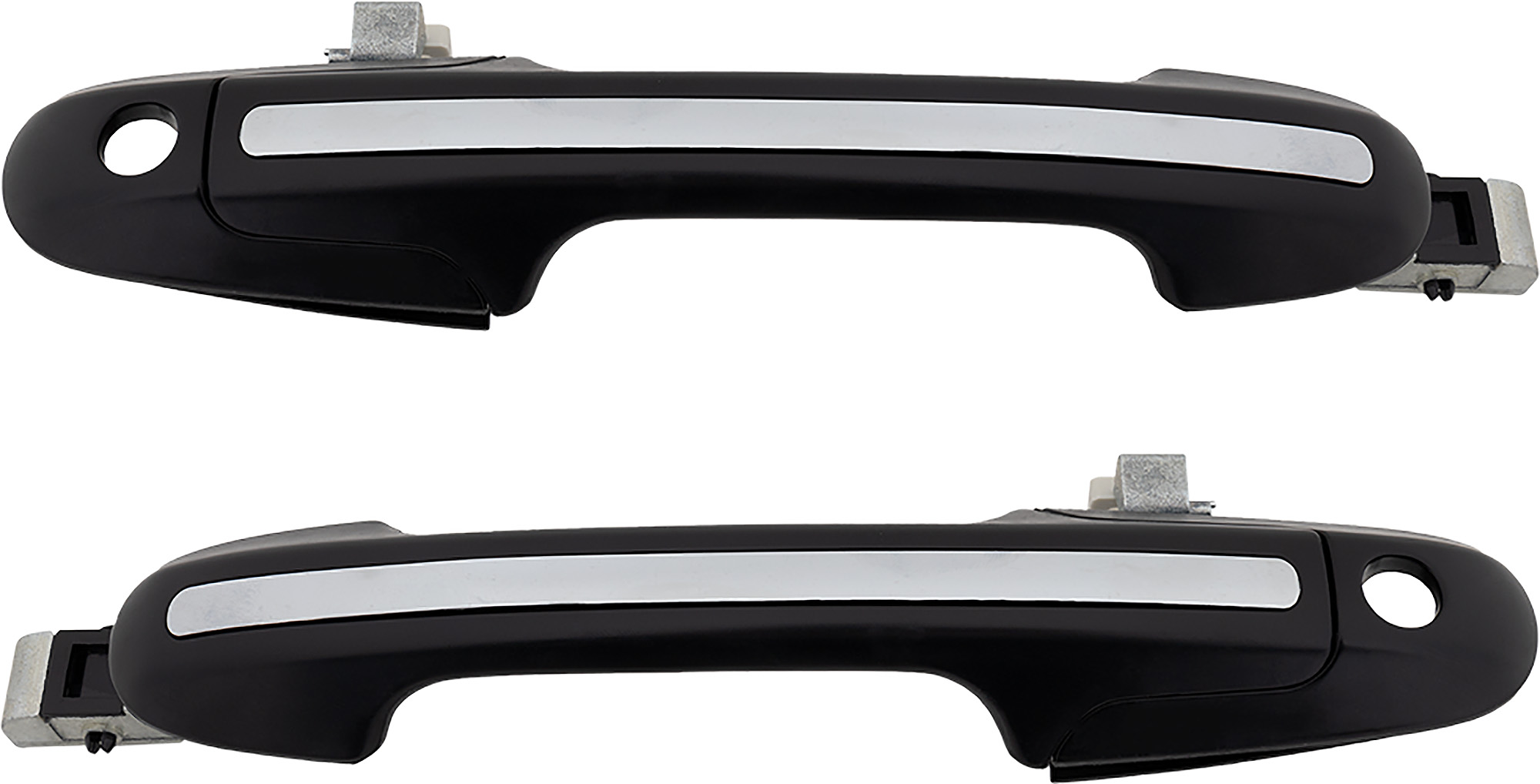 AM ACCORD 03-07 FRONT EXTERIOR DOOR HANDLE RH AND LH Chrome Lever+Smooth Black Bezel LH w Keyhole Sedan SKU SET RH46250023K OEM 72140SDET11ZD 72180SDET01ZD