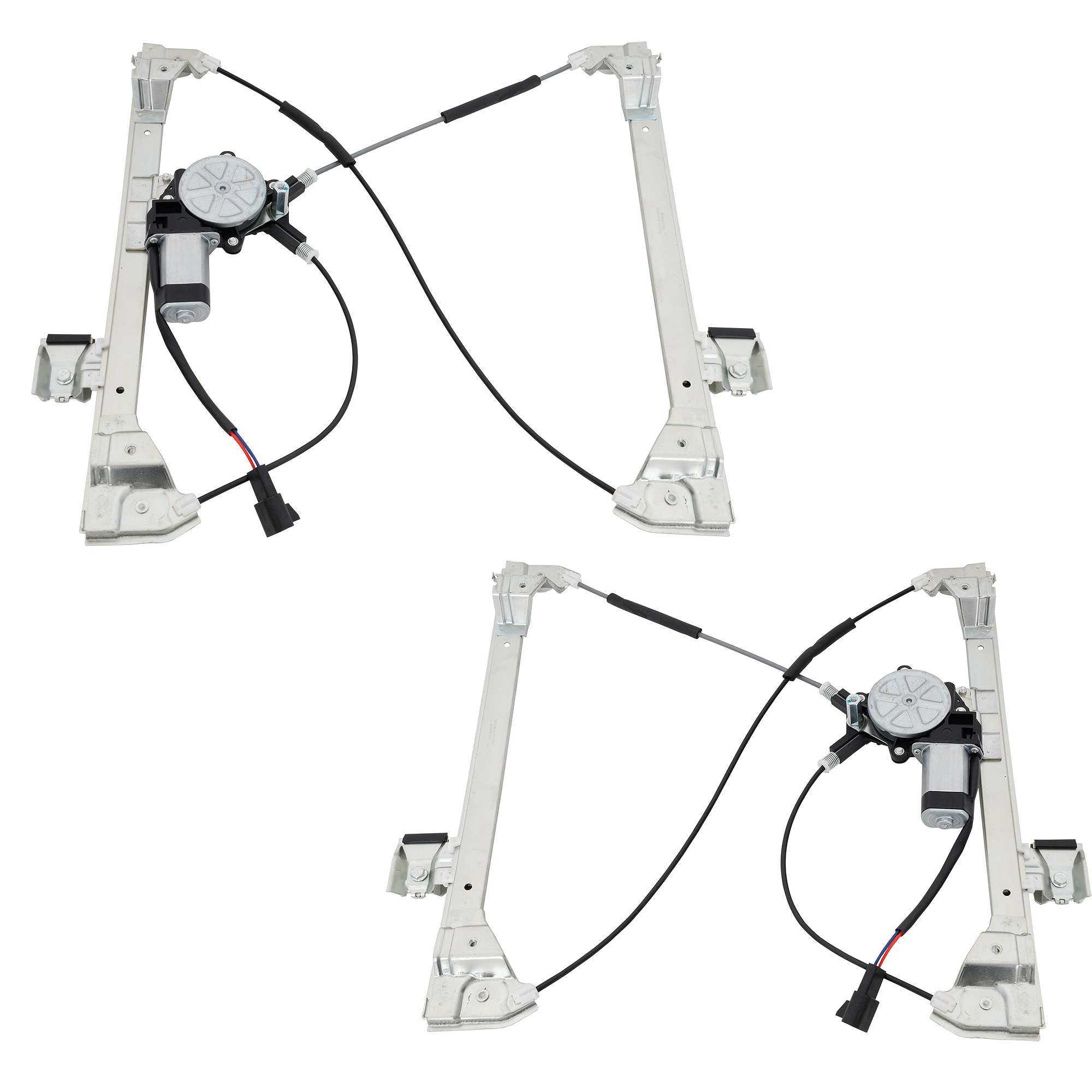 AM H2-03-09 FRONT WINDOW REGULATOR RH AND LH Power w Motor Base Model SKU SET RH46290055 Partslink HU1351102 HU1350102 OEM 10390765-10390764