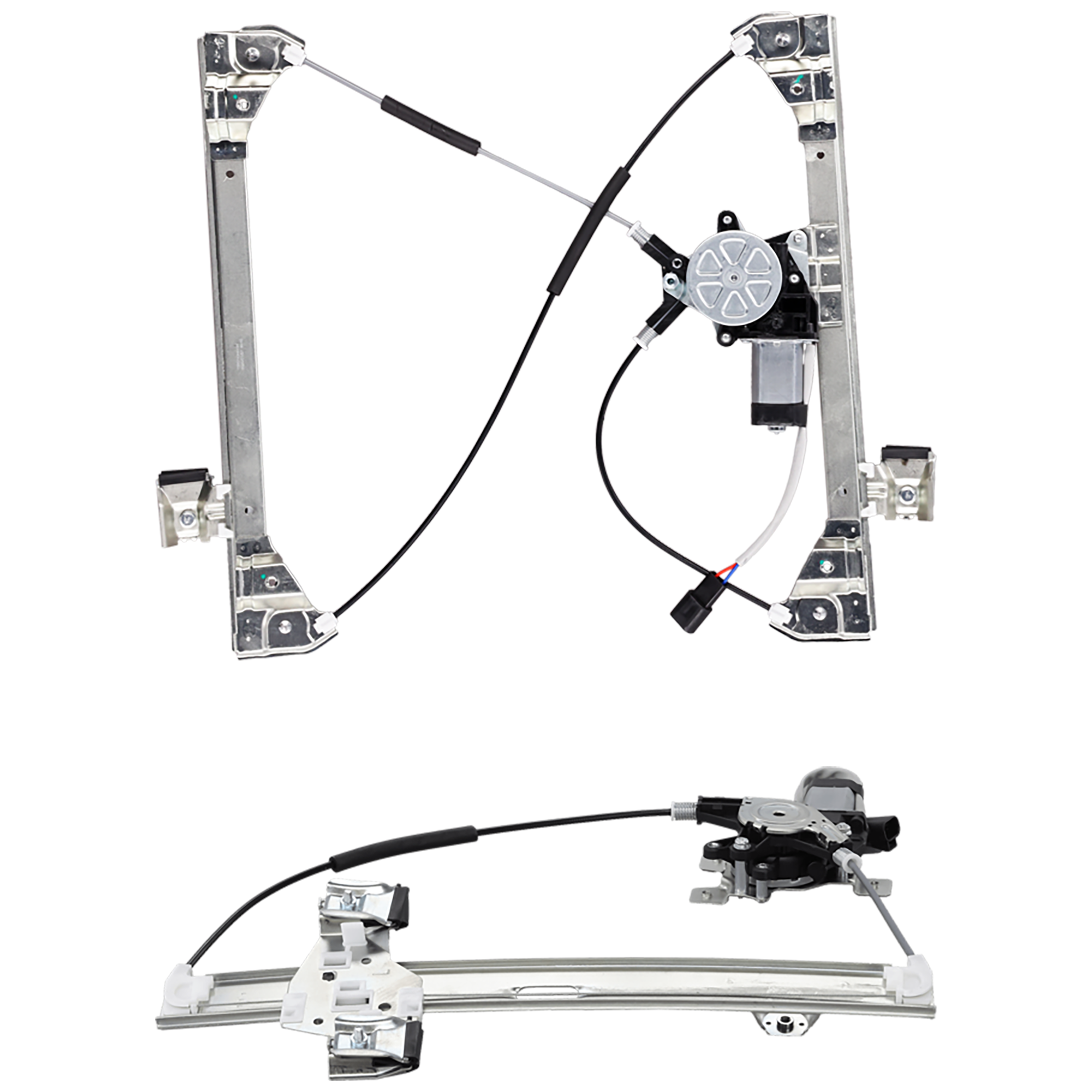 AM H2-03-09 FRONT AND REAR WINDOW REGULATOR LH Power w Motor Base Model SKU SET RH46290056 Partslink HU1350102 HU1550100 OEM 10390764-15771355