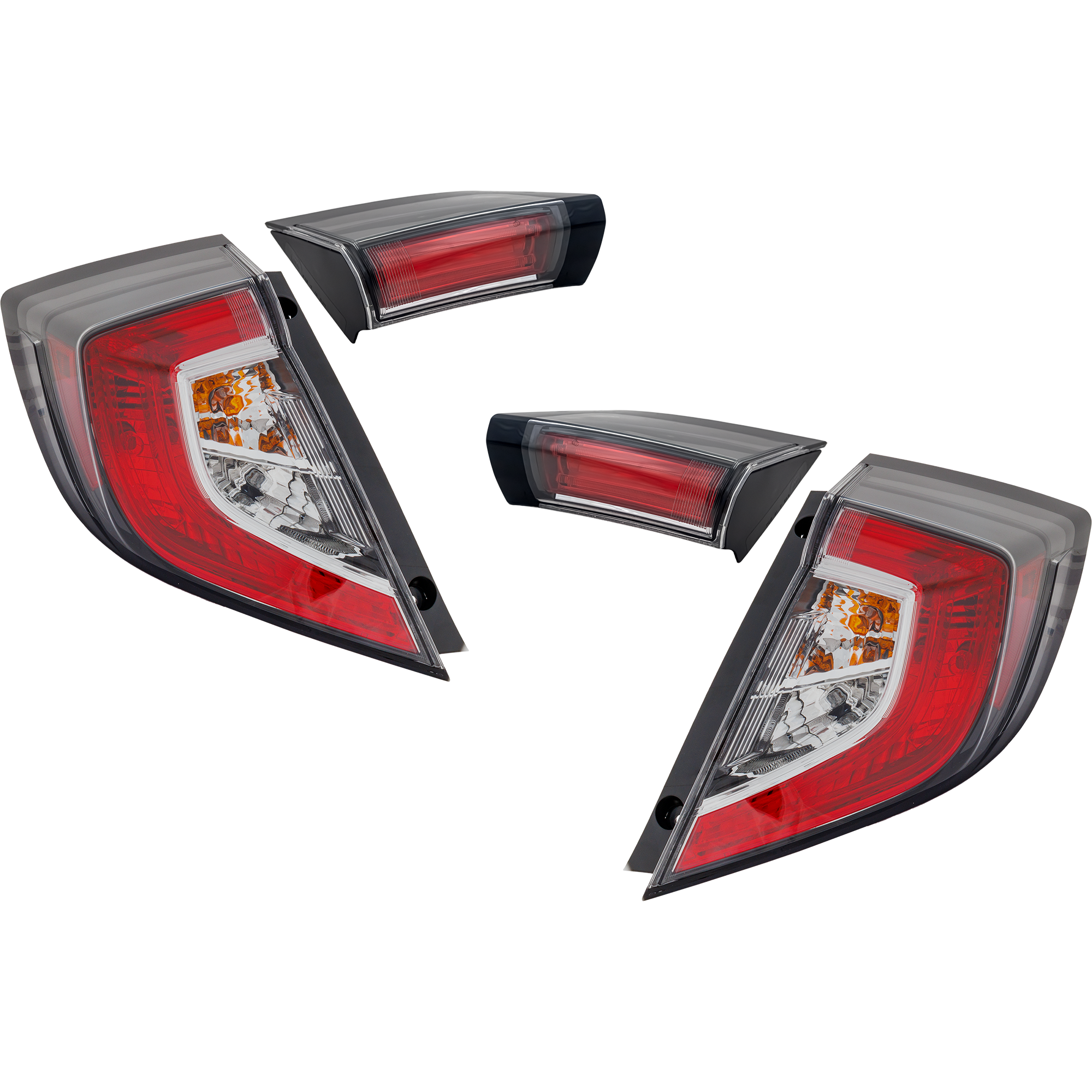 AM CIVIC 17-21 TAIL LAMP RH AND LH Inner and Outer Assembly Halogen Set of 4 CAPA SKU SET RH73010073Q 4 Partslink HO2802122C HO2803122C HO2804116C HO2805116C OEM 33500TGGA02-33550TGGA01-33550T