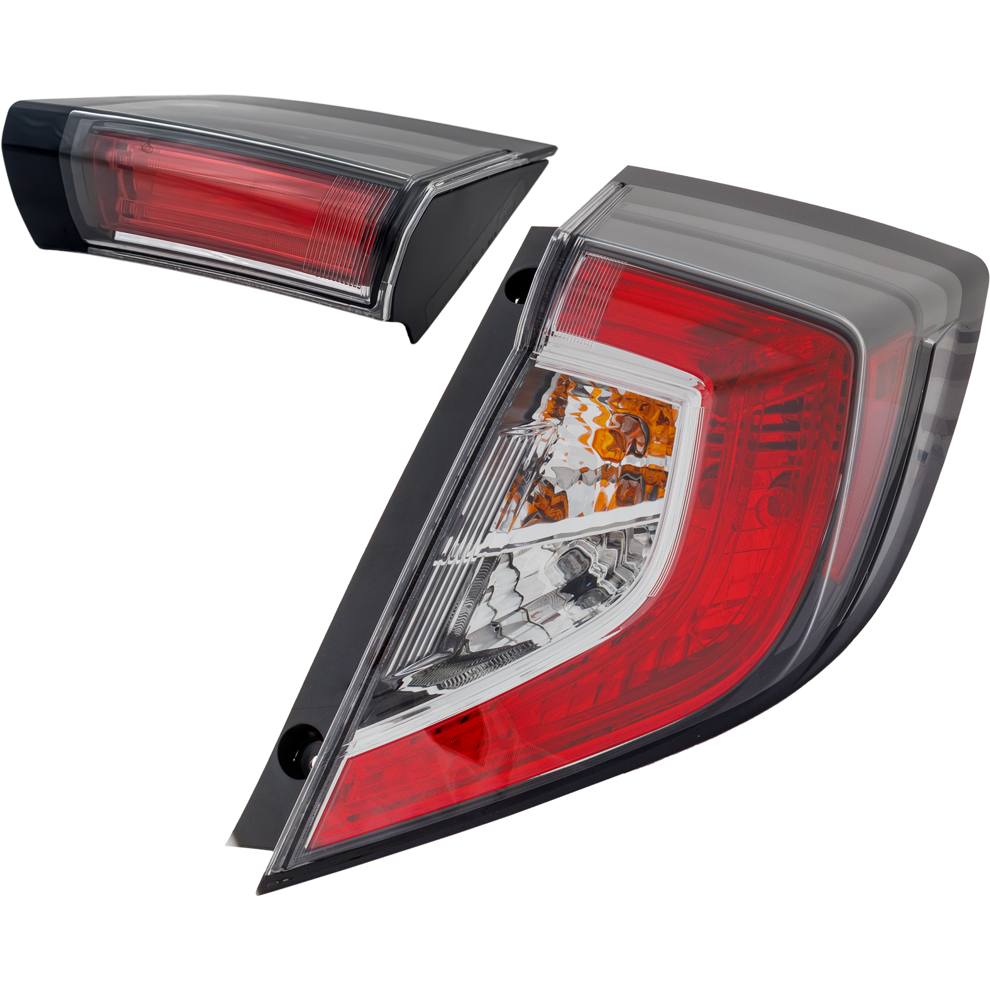 AM CIVIC 17-21 TAIL LAMP RH Outer Assembly Halogen Set of 2 CAPA SKU SET RH73010073Q Partslink HO2803122C HO2805116C OEM 33500TGGA02-34150TGGA01