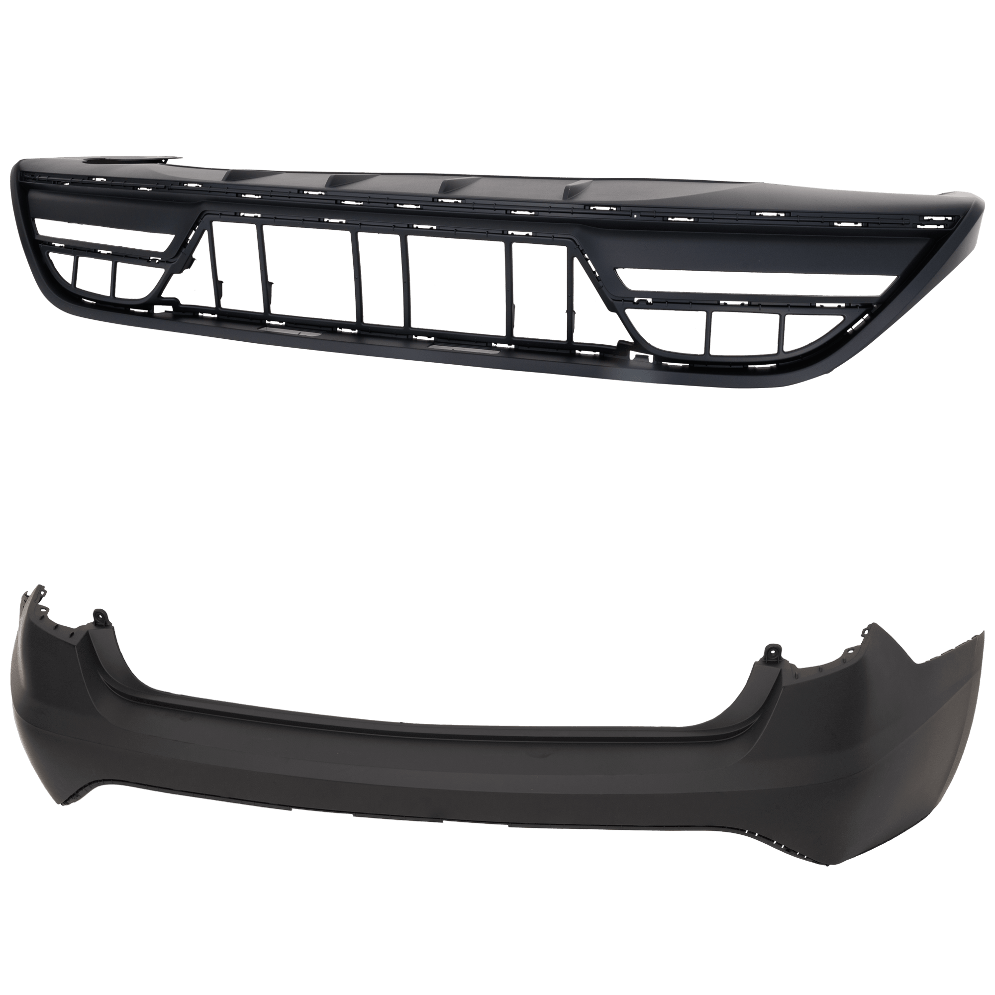 AM SONATA 20-22 REAR BUMPER COVER Upper and Lower Upper Primed Lower Textured SKU SET RH76010068P Partslink HY1100245 HY1195136 OEM 86611L0000-86612L0000