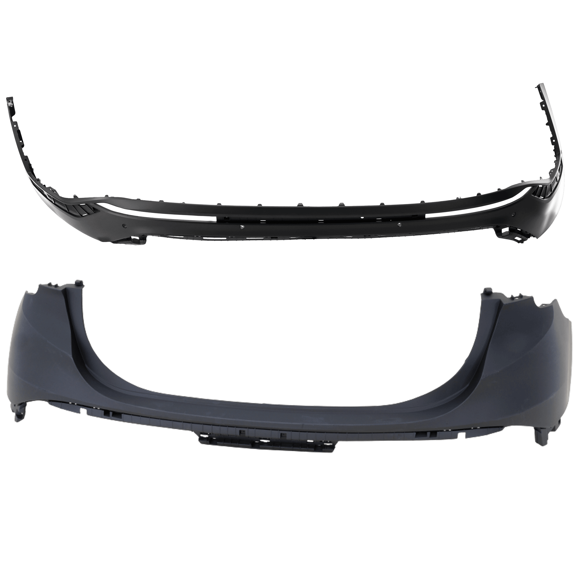 AM SANTA FE 21-23 REAR BUMPER COVER Upper and Lower Primed SKU SET RH76010087P A Partslink HY1114108 HY1115130 OEM 86611S2500-86650S2850