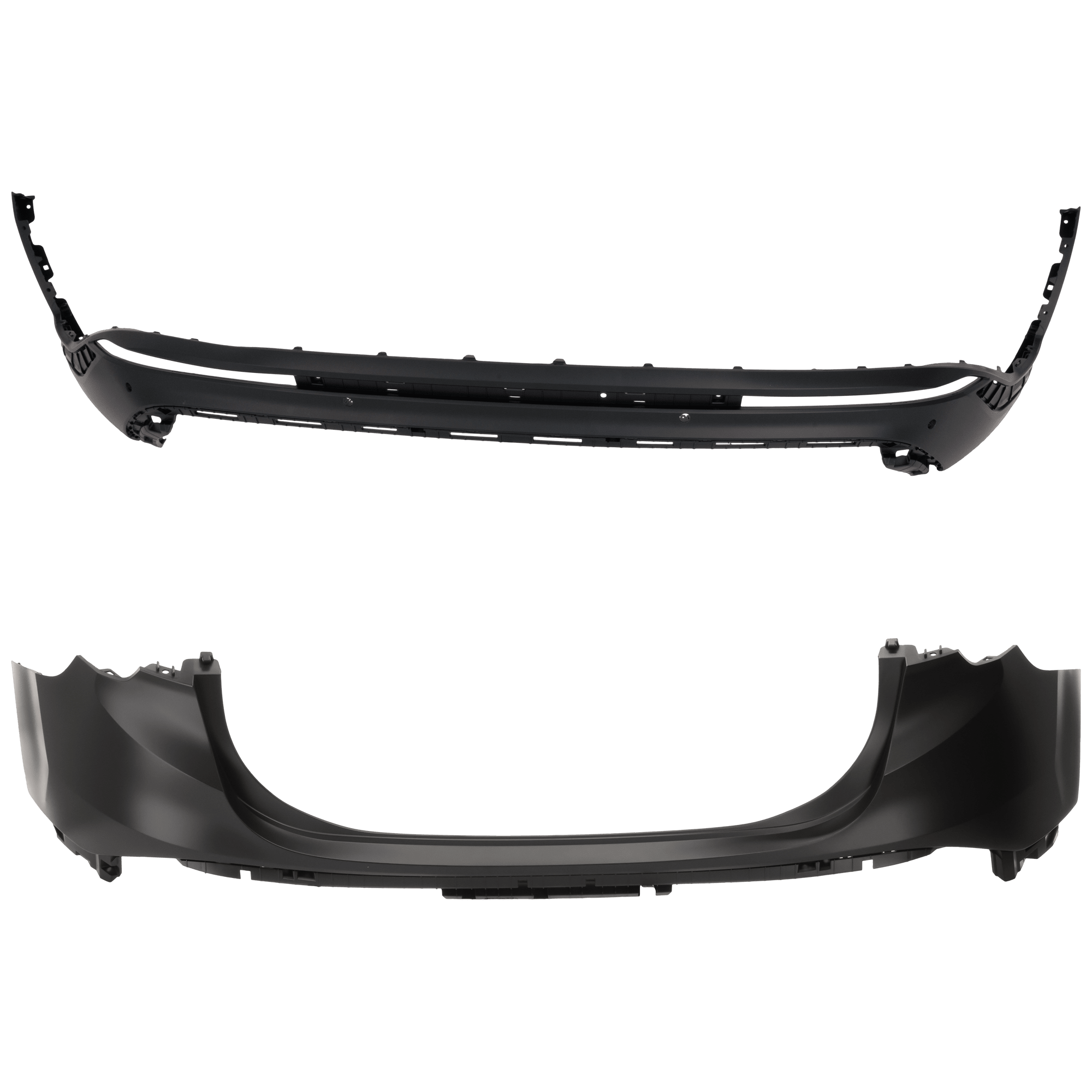 AM SANTA FE 21-23 REAR BUMPER COVER Upper and Lower Primed CAPA SKU SET RH76010087PQ A Partslink HY1114108C HY1115130C OEM 86611S2500-86650S2850