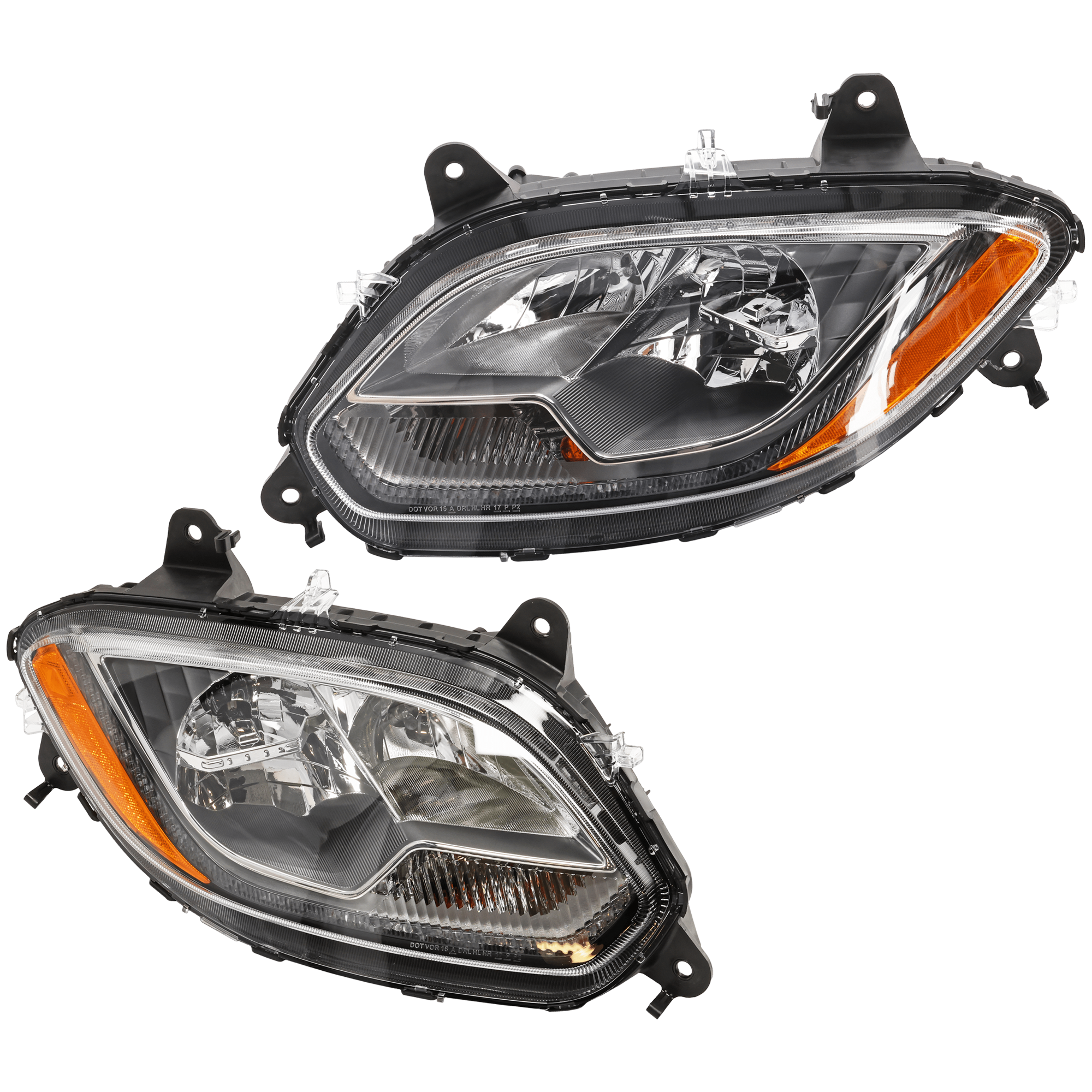 AM INTERNATIONAL LT625-17-24 HEAD LAMP RH AND LH Assembly Black High Beam Halogen Low Beam LED 12V OE Design SKU SET RI10010049A HD OEM 4049967C96-4049967C98-4049967C