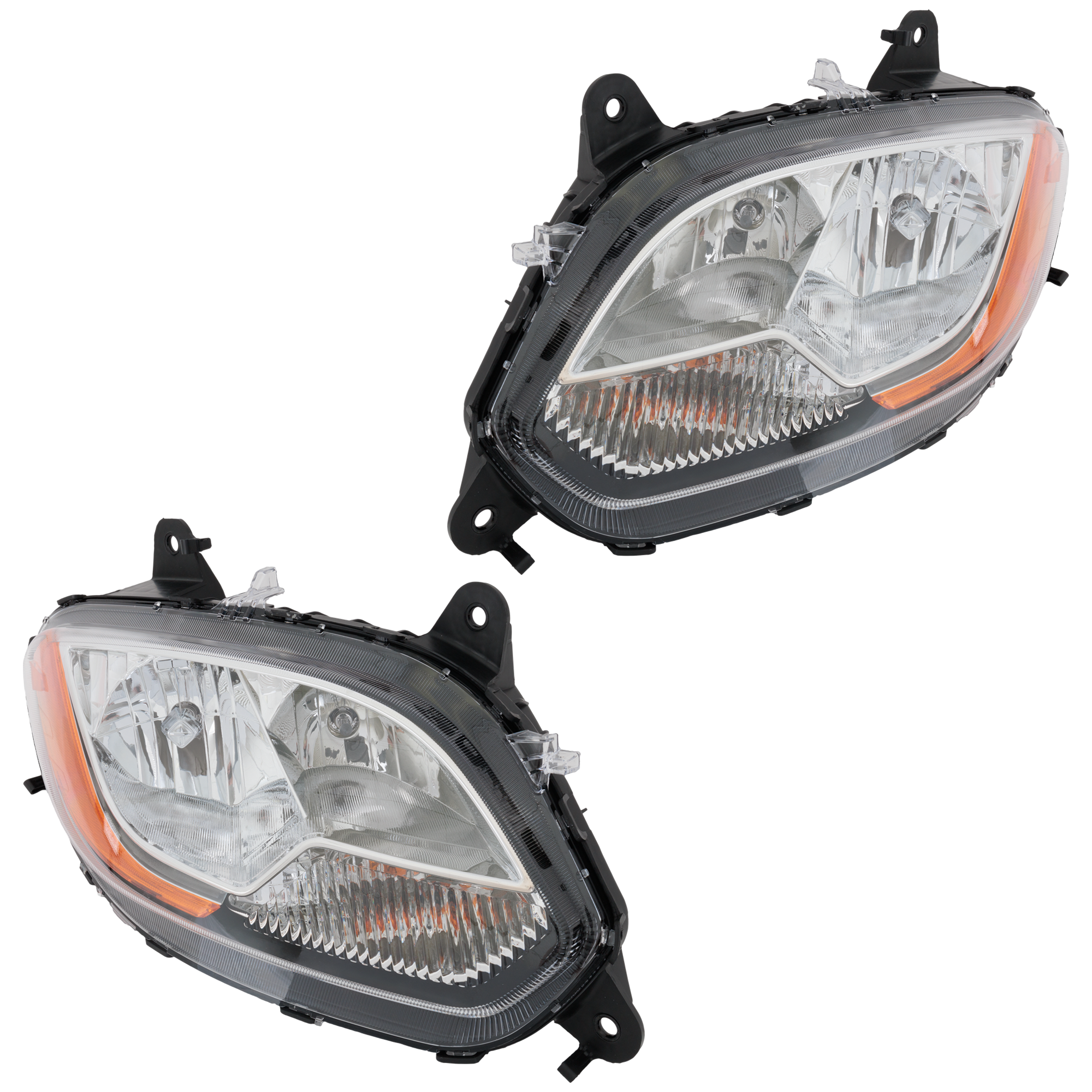 AM INTERNATIONAL LT625-17-24 HEAD LAMP RH AND LH Assembly Halogen Chrome 12V OE Design SKU SET RI10010055A HD OEM 4049969C95-4049970C95-4049970C