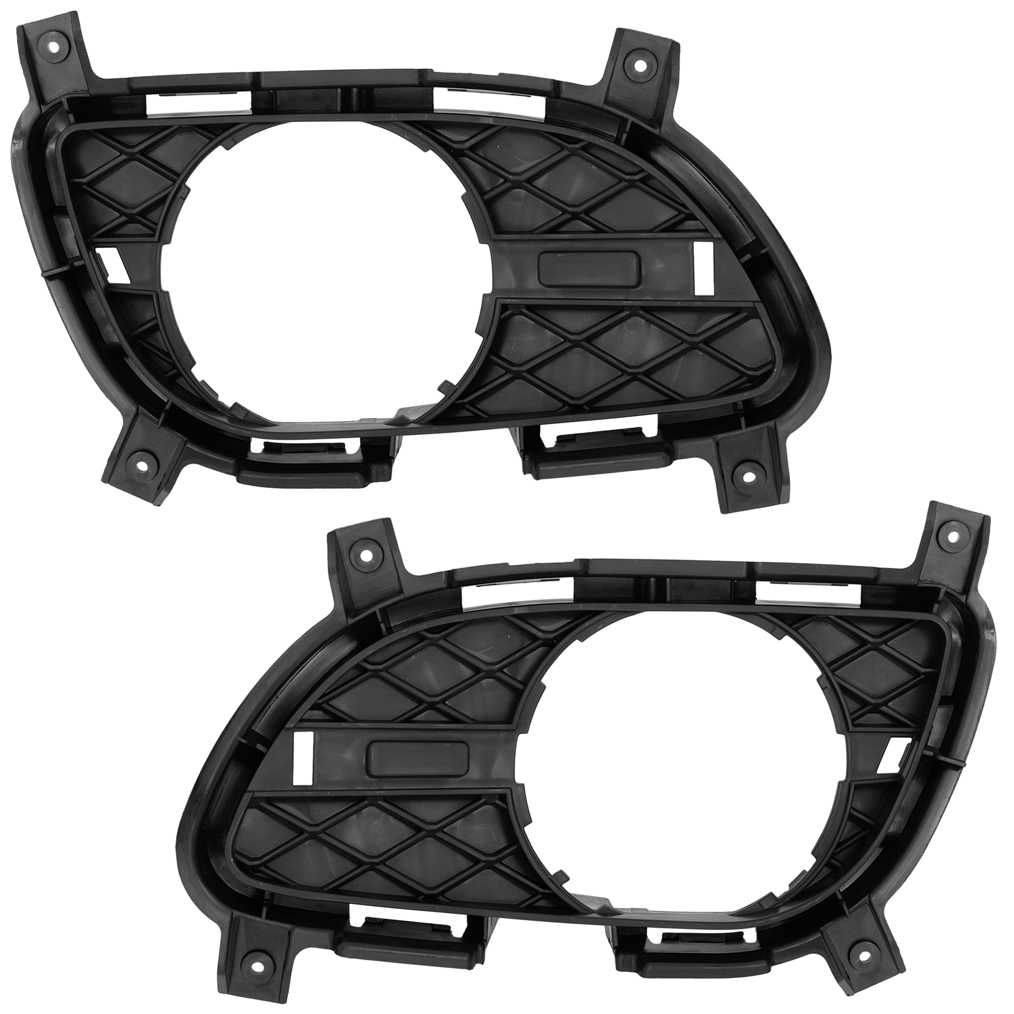 AM G37-11-13 Q60-14-15 FRONT FOG LAMP MOLDING RH AND LH Inner Textured Black Cover Finisher w o Sport Package Standard Type Coupe Convertible Base Premier Sport Models G37 SKU SET RI10810001 Partslink IN1039114 IN1038114 OEM 622561NX0A 622571NX0A