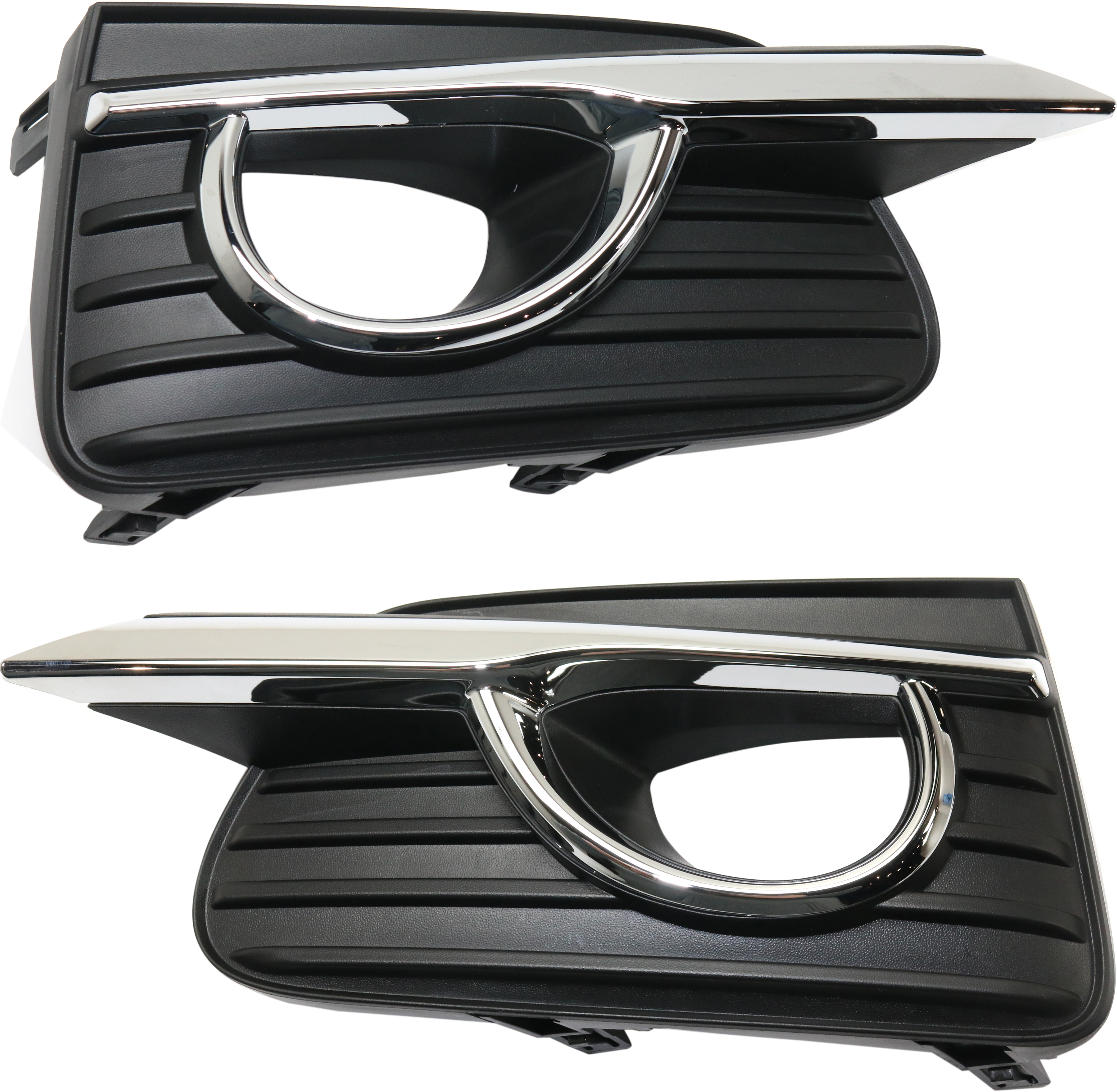 AM Q50-14-17 FRONT FOG LAMP MOLDING RH AND LH Black w Chrome Trim Base Hybrid Standard Type Premium Models SKU SET RI10820001 Partslink IN1039105 IN1038105 OEM 622564GA0A 622574GA0A