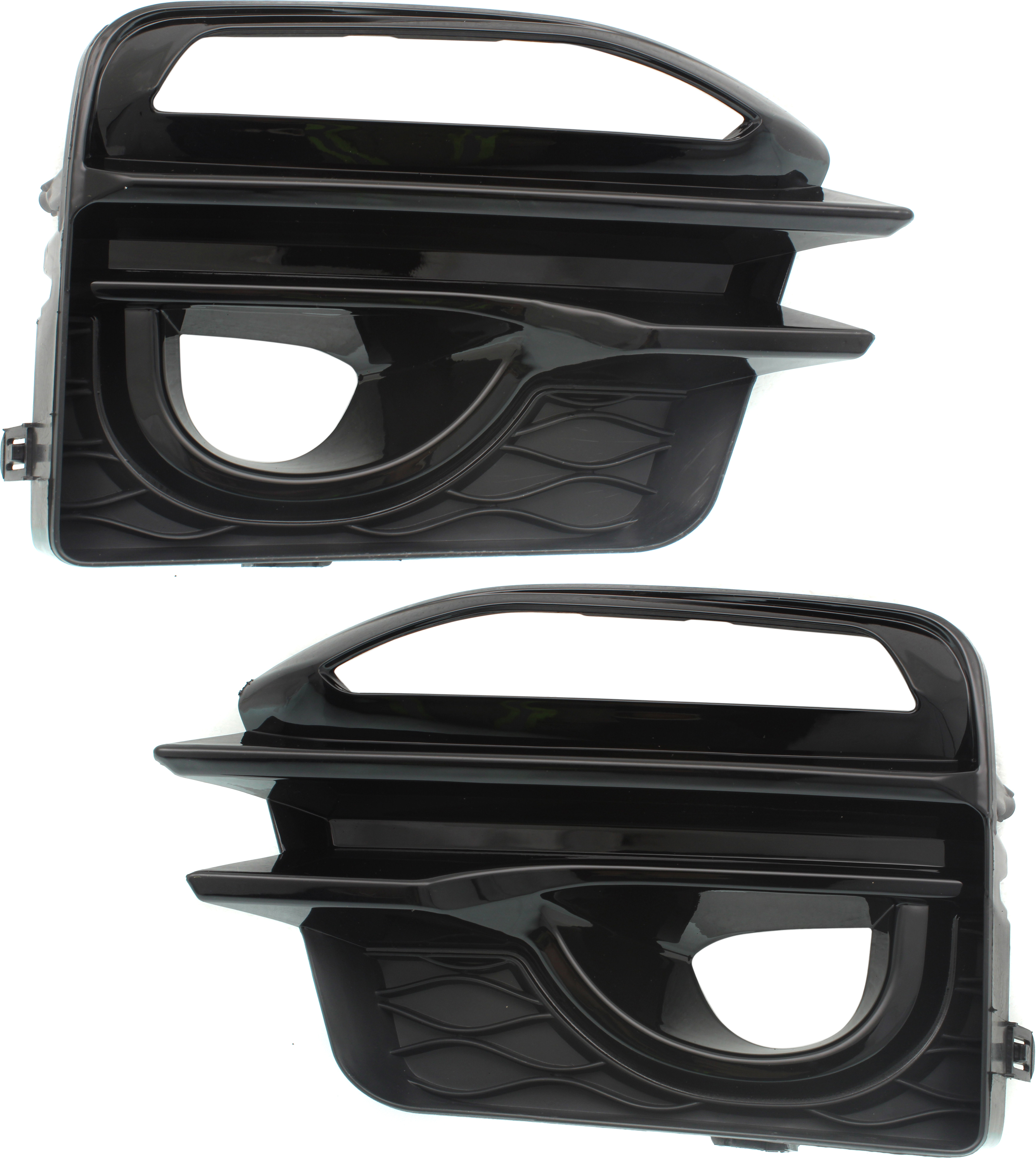 AM Q50-14-17 FRONT FOG LAMP MOLDING RH AND LH Black w Chrome Trim Red Sport Hybrid Sport Type 14-15 Sport Models SKU SET RI10820007 Partslink IN1038106 IN1039106 OEM 622574GA1A 622564GA1A