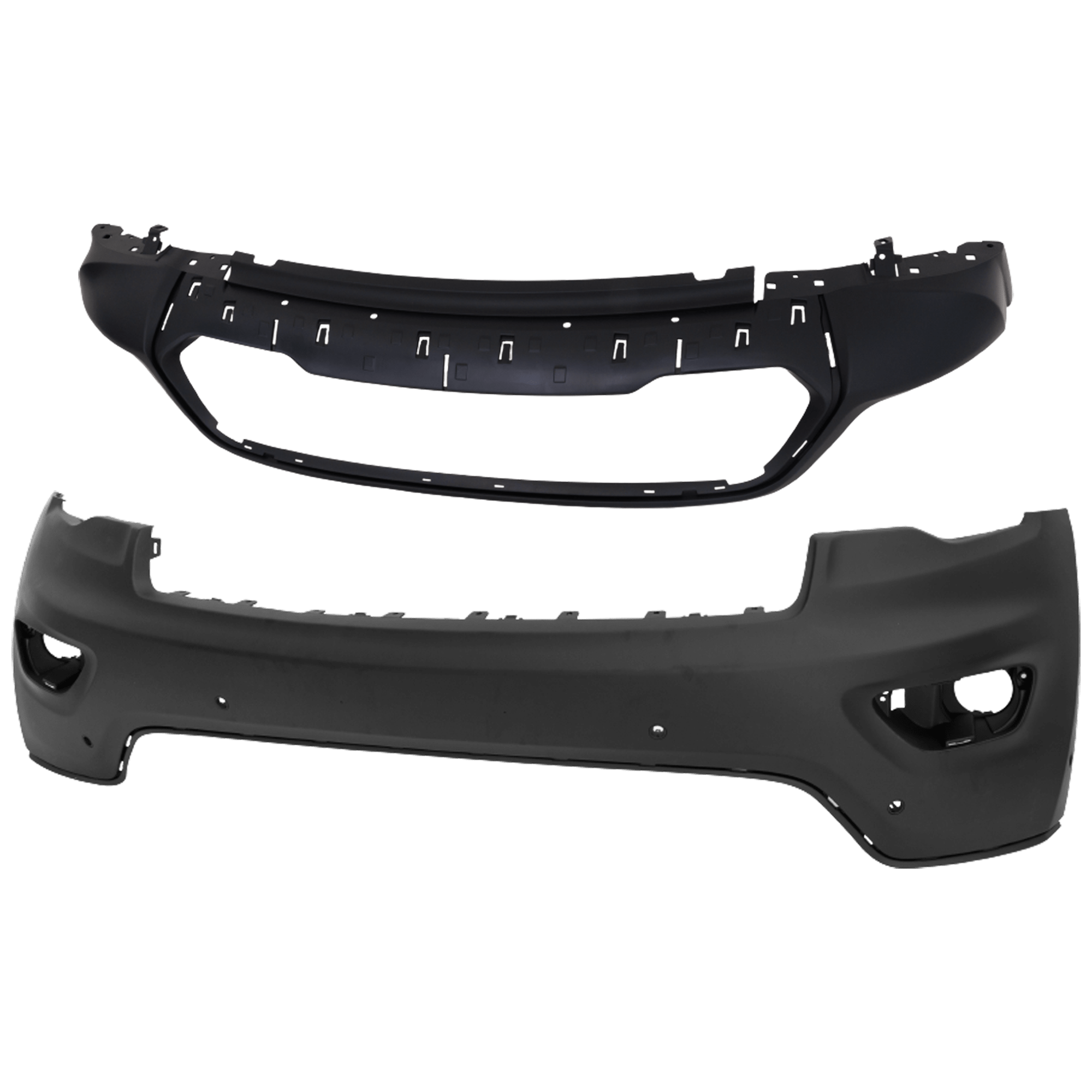 AM GRAND CHEROKEE 16-22 FRONT BUMPER COVER Upper and Lower Primed Laredo Limited Overland Trailhawk Summit w o HLW Holes Models w o Advanced Park Assist System w Parking Assist CAPA SKU SET RJ01030029PQ Partslink CH1014132C CH1015134C OEM 5XV45TZZAA 68312862AA