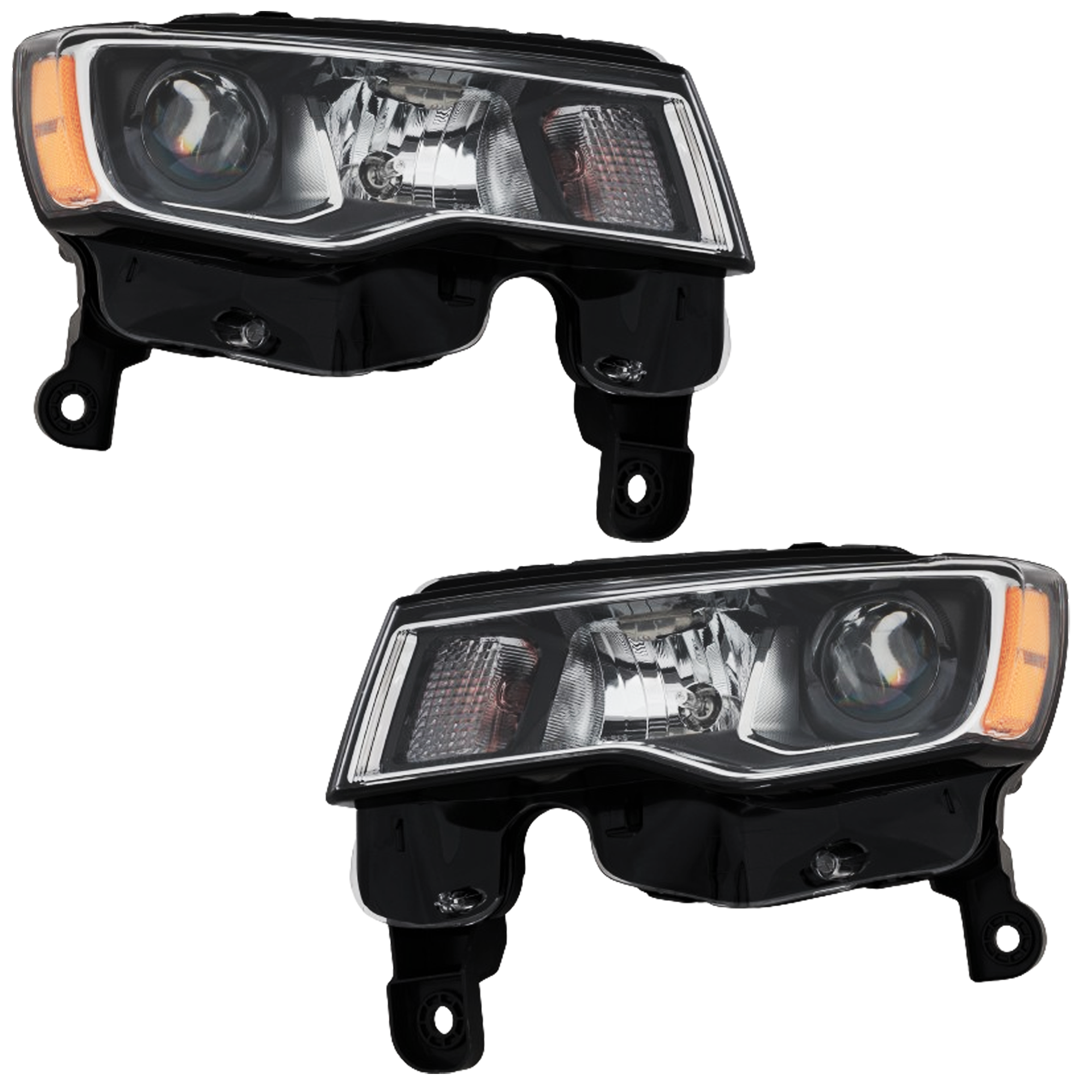 AM GRAND CHEROKEE 17-21 GRAND CHEROKEE 22-22 HEADLAMP RH AND LH Assembly Halogen Chrome Trim Standard Type CAPA SKU SET RJ10010005Q Partslink CH2502297C CH2503297C OEM 68289234AE 68289235AE