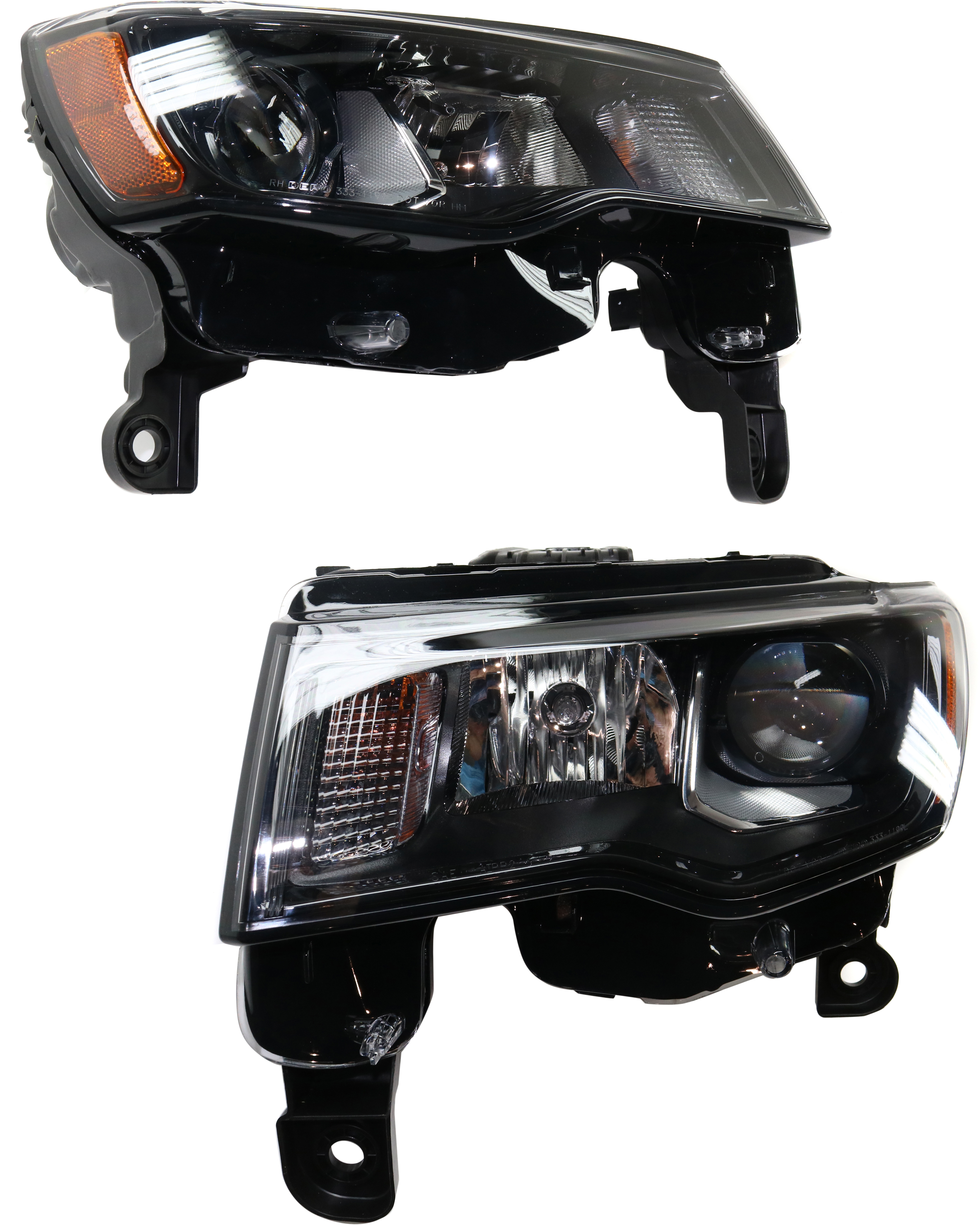 AM GRAND CHEROKEE WK 17-22 HEAD LAMP RH AND LH Assembly Halogen Black Trim Standard Type SKU SET RJ10010007 Partslink CH2502309 CH2503309 OEM 68266647AE 68266646AE