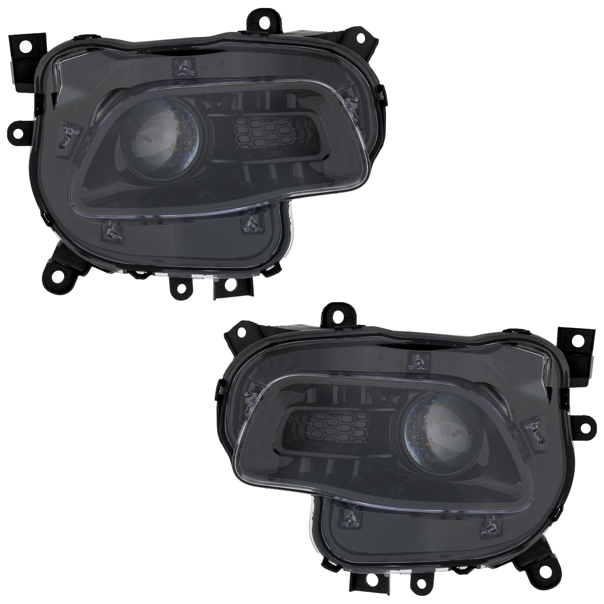 AM CHEROKEE 16-18 HEAD LAMP RH AND LH Assembly Halogen w Black Trim Latitude Latitude Plus Limited North Sport Trailhawk Models CAPA SKU SET RJ10010013Q Partslink CH2502313C CH2503313C OEM 68292992AB 68292993AB