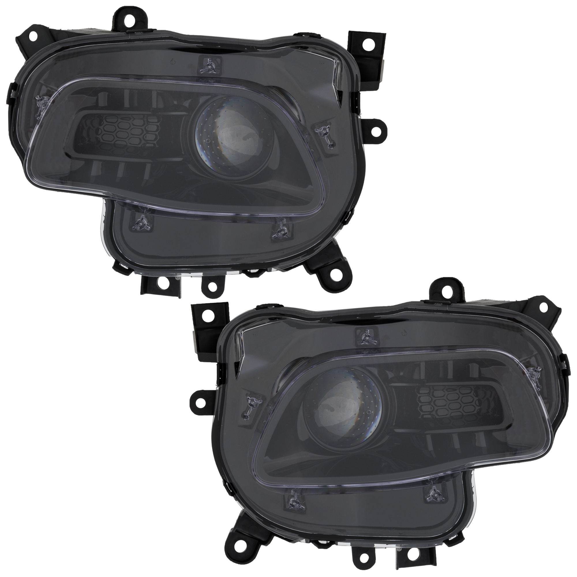 AM CHEROKEE 16-18 HEAD LAMP RH AND LH Assembly Halogen w Black Trim Latitude Latitude Plus Limited North Sport Trailhawk Models SKU SET RJ10010013 Partslink CH2502313 CH2503313 OEM 68292992AB 68292993AB