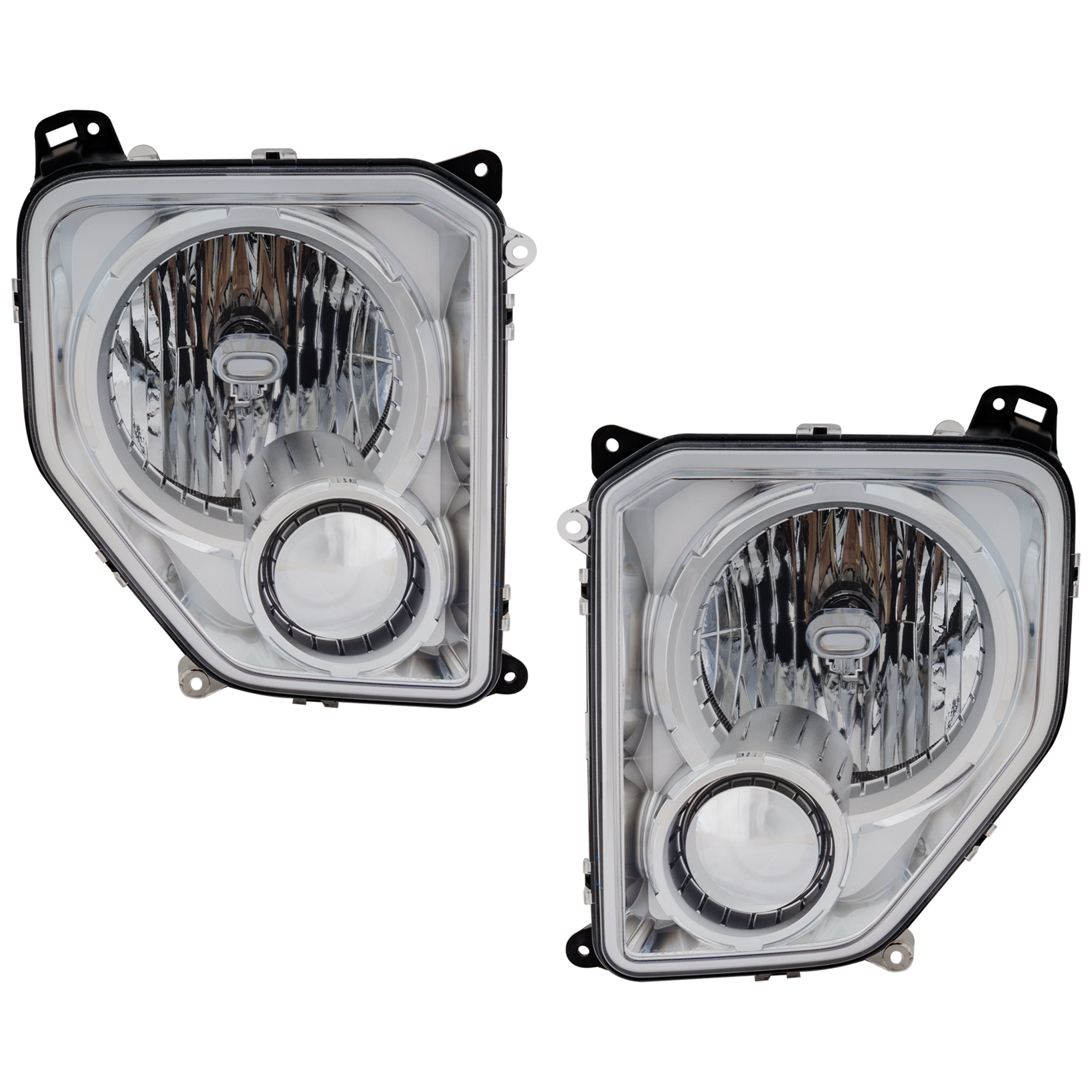 AM LIBERTY 08-12 HEAD LAMP RH AND LH Assembly Halogen w o Black Bezel w o Fog Light Oval Bulb Shield SKU SET RJ10010033A Partslink CH2503221 CH2502221 OEM 57010170AE PFM 57010171AE PFM