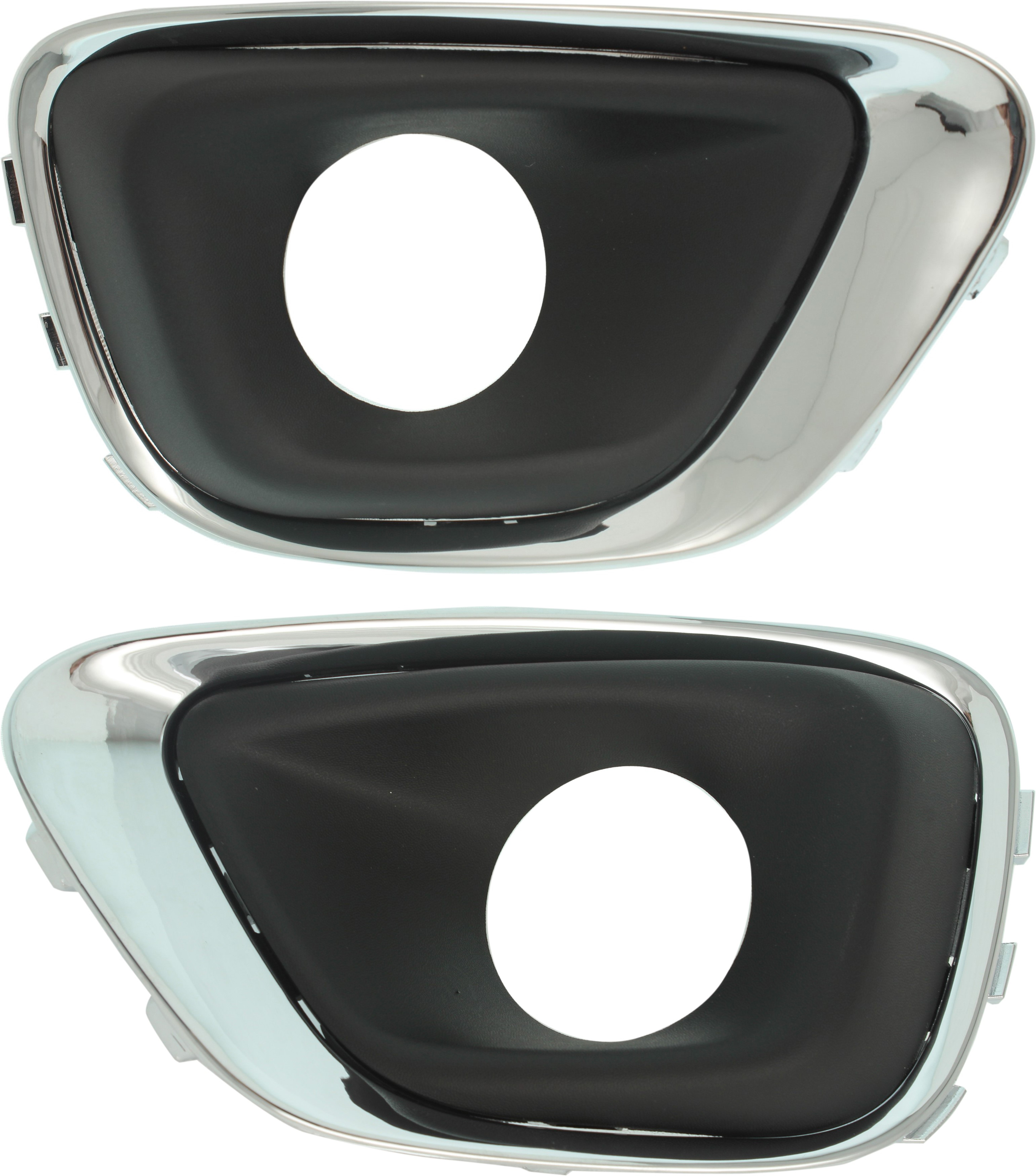 AM COMPASS 11-17 FRONT FOG LAMP MOLDING RH AND LH Black w Chrome Trim SKU SET RJ10820001 Partslink CH1038184 CH1039184 OEM 68213205AA 68213204AA