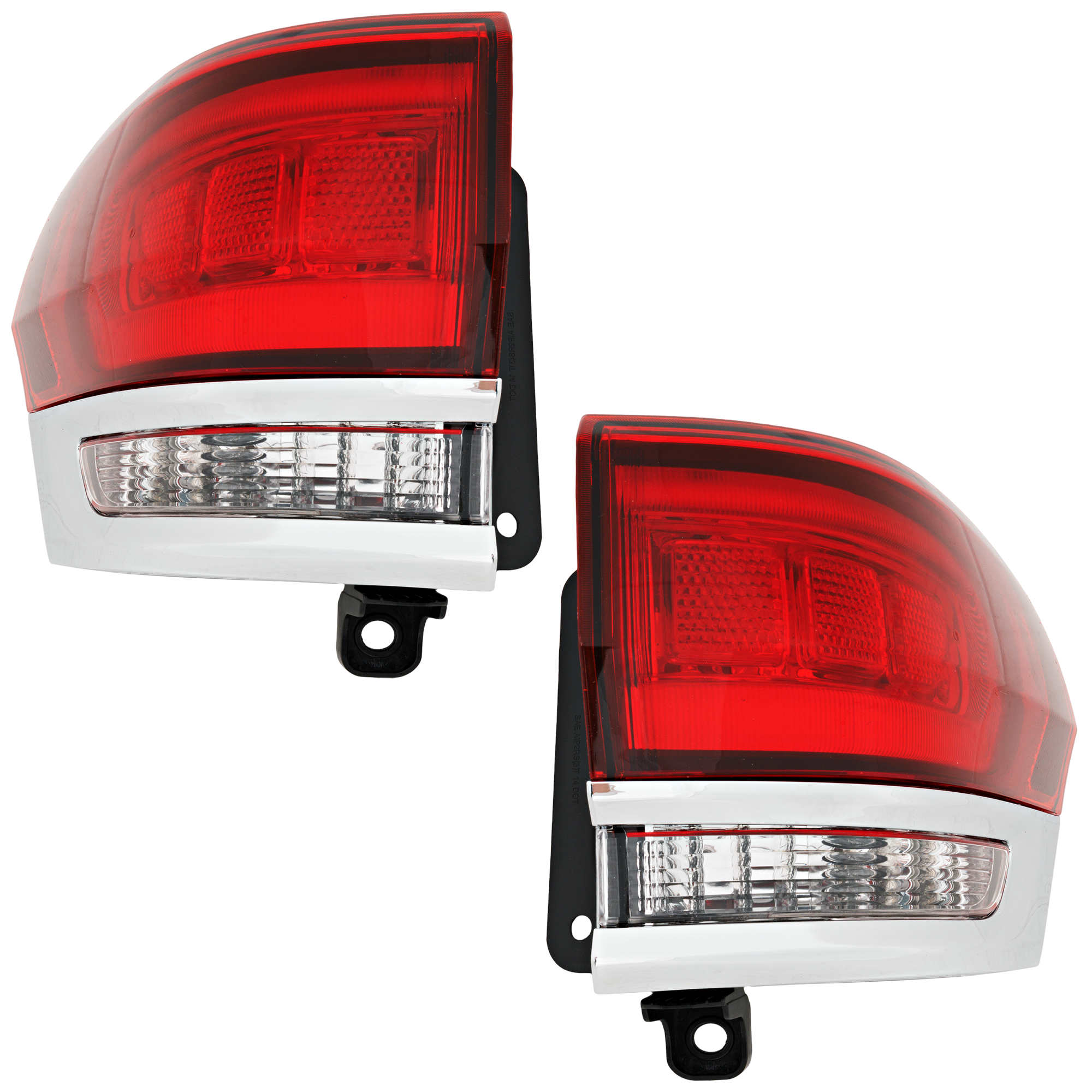 AM GRAND CHEROKEE 14-21 GRAND CHEROKEE WK 22-22 TAIL LAMP RH AND LH Outer Assembly Halogen Laredo Limited Overland Summit Models Type 2 w Chrome Trim w o Platinum Insert SKU SET RJ73010039A Partslink CH2805121 CH2804121 OEM 68471328AA 68471329AA
