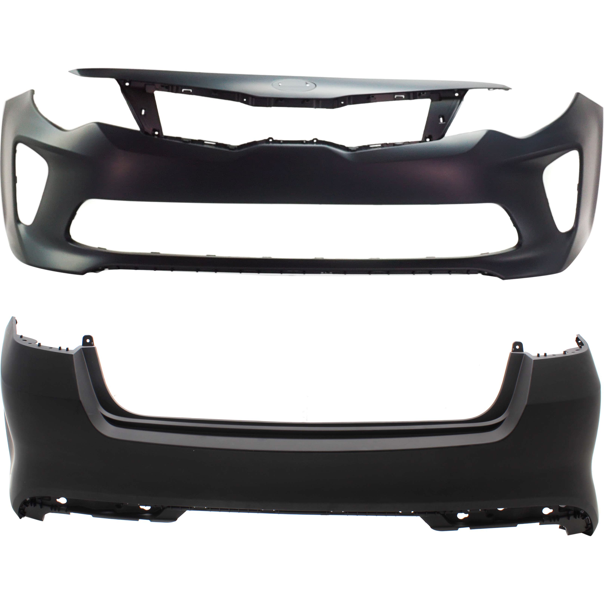 AM OPTIMA 16-18 FRONT AND REAR BUMPER COVER Primed Exc. Hybrid Model Sport Type w o parking aid sensor holes CAPA SKU SET RK01030003PQ Partslink KI1000183C KI1100204C OEM 86511D5200-86611D5000