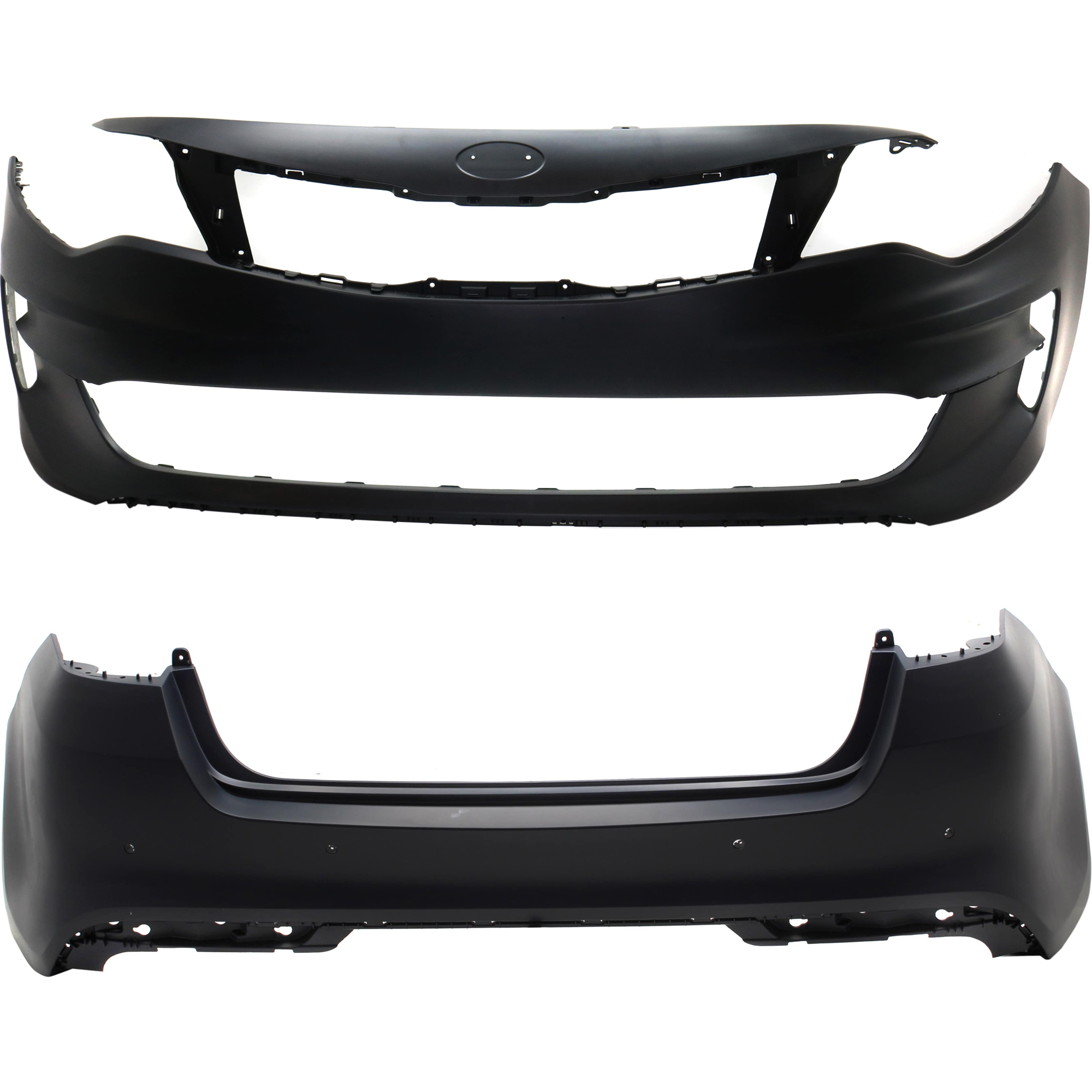 AM OPTIMA 16-18 FRONT AND REAR BUMPER COVER Primed Exc. Hybrid Model USA Built Vehicle Standard Type Front w o parking aid sensor holes Rear w parking aid sensor holes SKU SET RK01030004P
