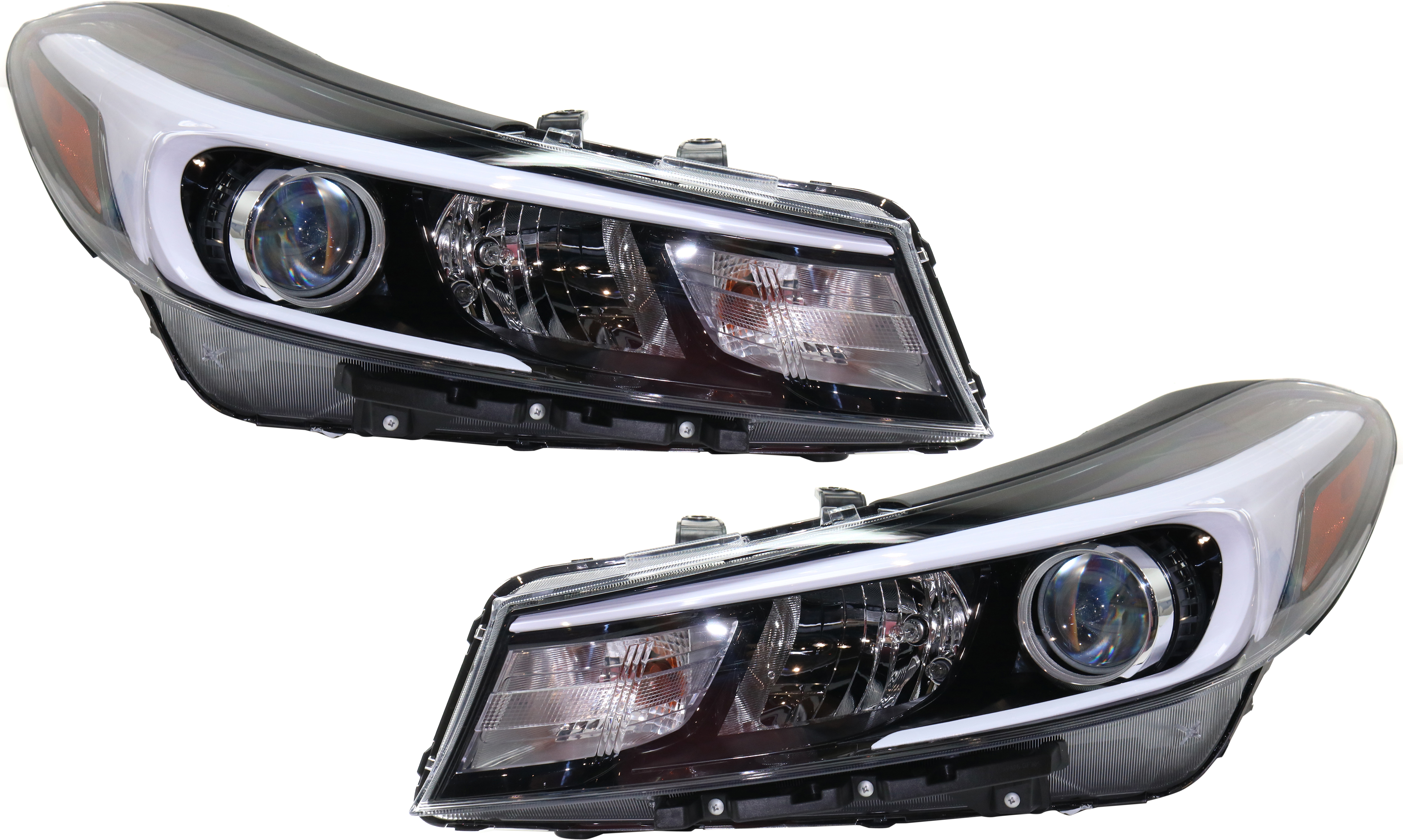 AM FORTE FORTE5-17-18 HEAD LAMP RH AND LH Assembly Halogen w o LED Position Light To 7-4-17 CAPA SKU SET RK10010011Q Partslink KI2502201C KI2503201C OEM 92101B0700-92102B0700