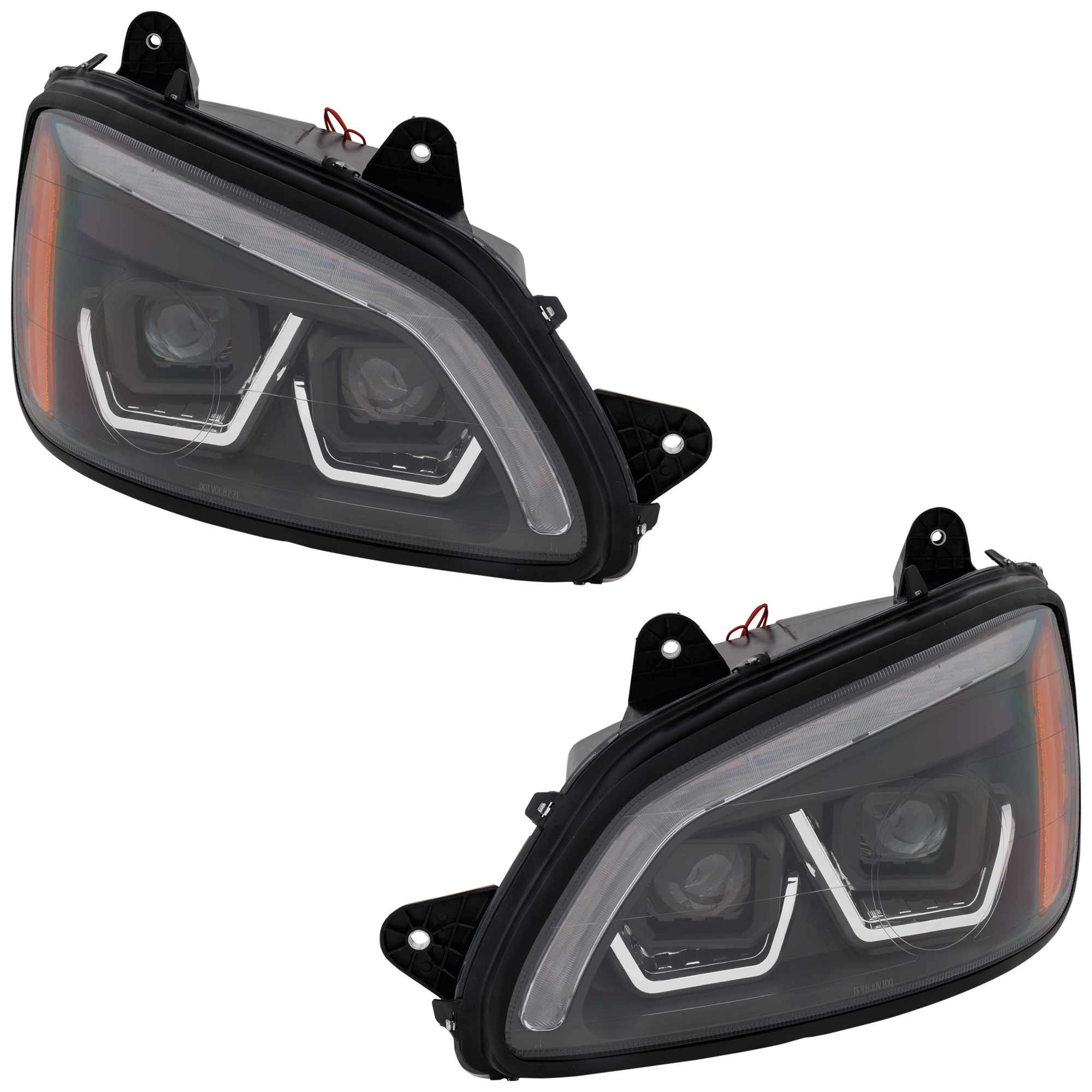 AM T660-08-16 HEAD LAMP RH AND LH Assembly Performance LED w Yellow White LED Black Strip 12V SKU SET RK10010077 HDA OEM P541059100 P541059100R