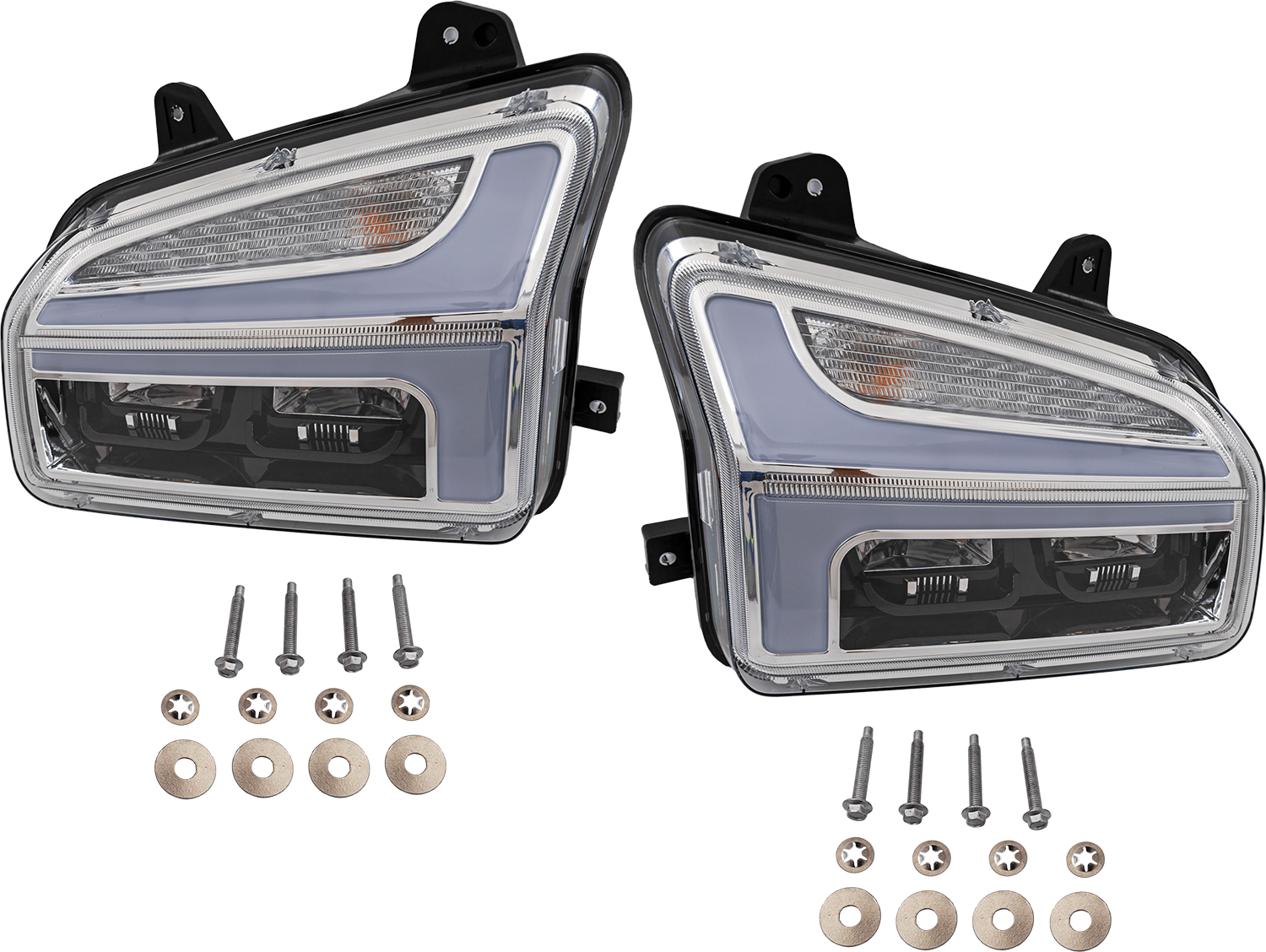 AM T880 HD TRUCK 14-24 HEAD LAMP RH AND LH Assembly LED Chrome Performance 12V SKU SET RK10010105 HDA OEM Heavy Duty