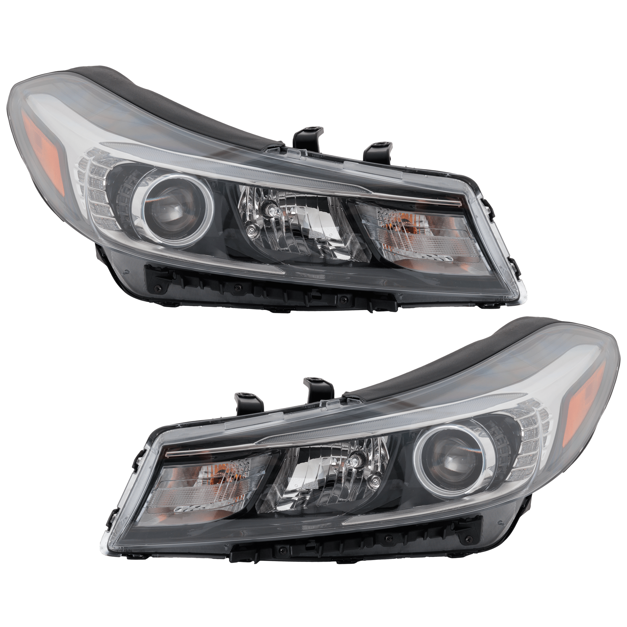 AM FORTE5-17-18 HEAD LAMP RH AND LH Assembly Halogen LX EX Models w LED Position Light w Side Maker Bulb and Signal Bulb CAPA SKU SET RK10010105AQ Partslink KI2502217C KI2503217C OEM 92101A7710-92102A7710