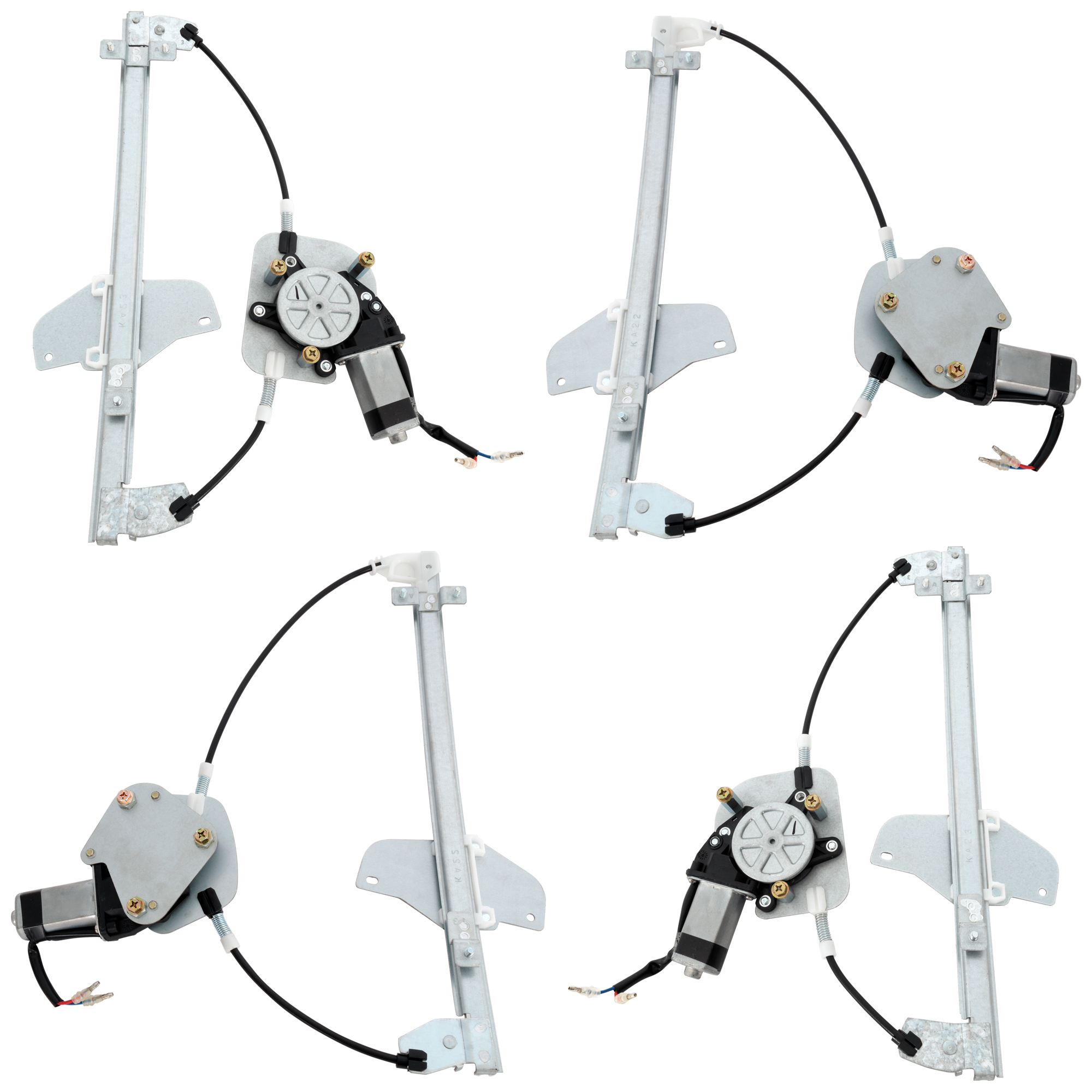 AM RIO 12-17 FRONT AND REAR WINDOW REGULATOR RH AND LH Power w Motor SKU SET RK49170033-4 OEM 824011W020-824021W010-834011W0