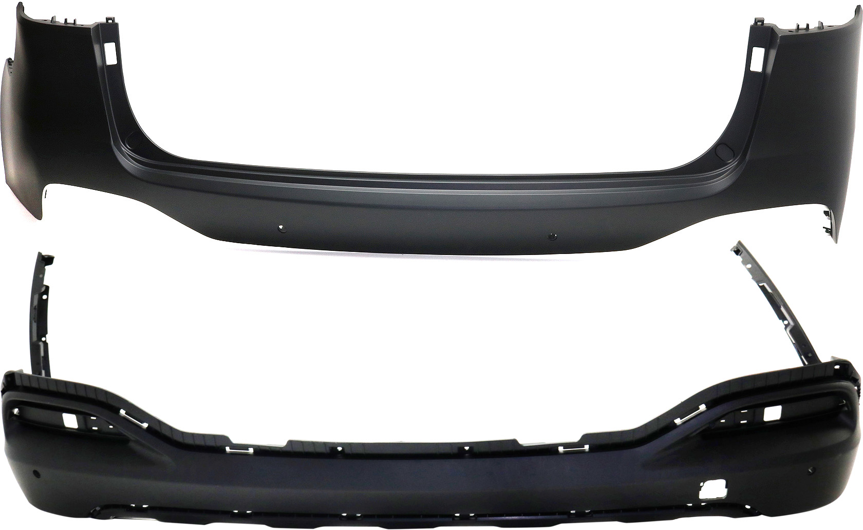 AM SORENTO 16-18 REAR BUMPER COVER Upper and Lower Primed top Textured Bottom SKU SET RK76010002-2 Partslink KI1114104 KI1115107 OEM 86610C6050-86650C6000