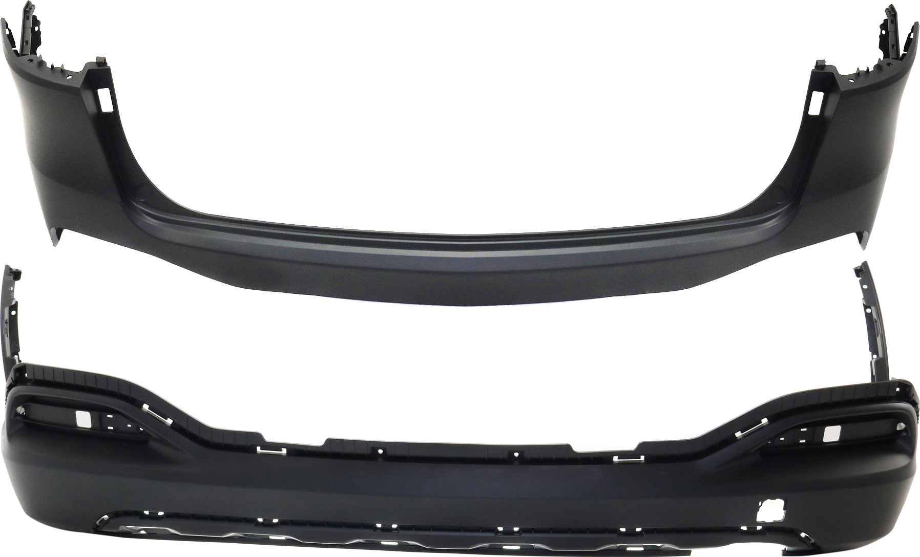 AM SORENTO 16-18 REAR BUMPER COVER Upper and Lower Primed top Textured Bottom CAPA SKU SET RK76010003Q 2 Partslink KI1114103C KI1115106C OEM 86611C6000-86612C6050