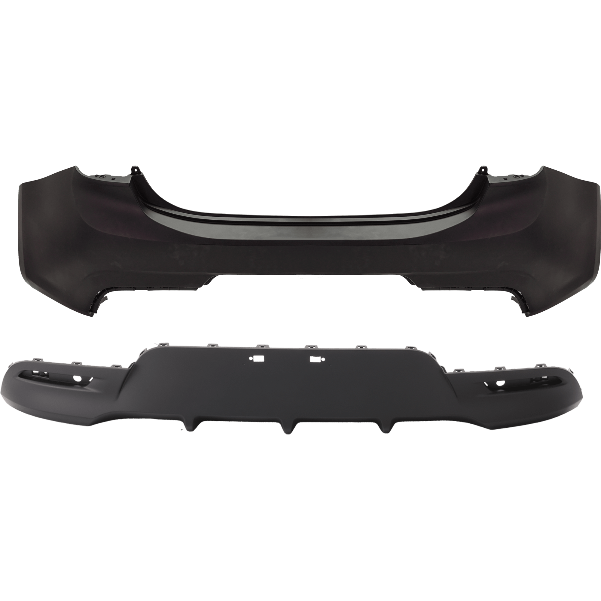 AM RIO 18-20 REAR BUMPER COVER Upper and Lower Upper Primed Lower Textured Sedan SKU SET RK76010018P