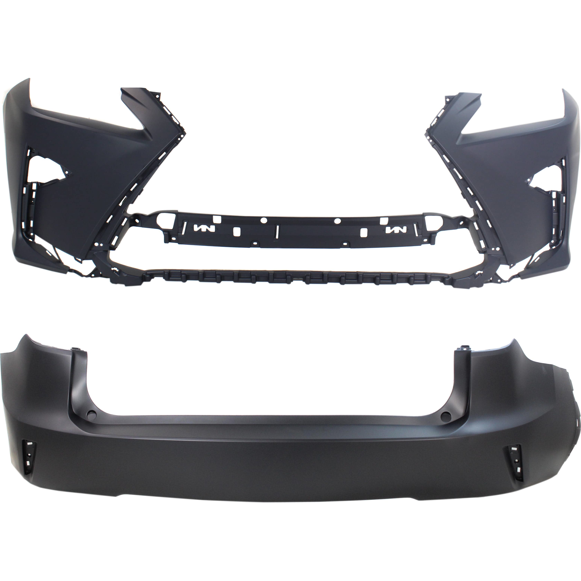 AM RX350-17-19 RX450H 18-19 FRONT AND REAR BUMPER COVER Primed w o HLW Holes tow hook hole and parking aid sensor holes SKU SET RL01030007P B