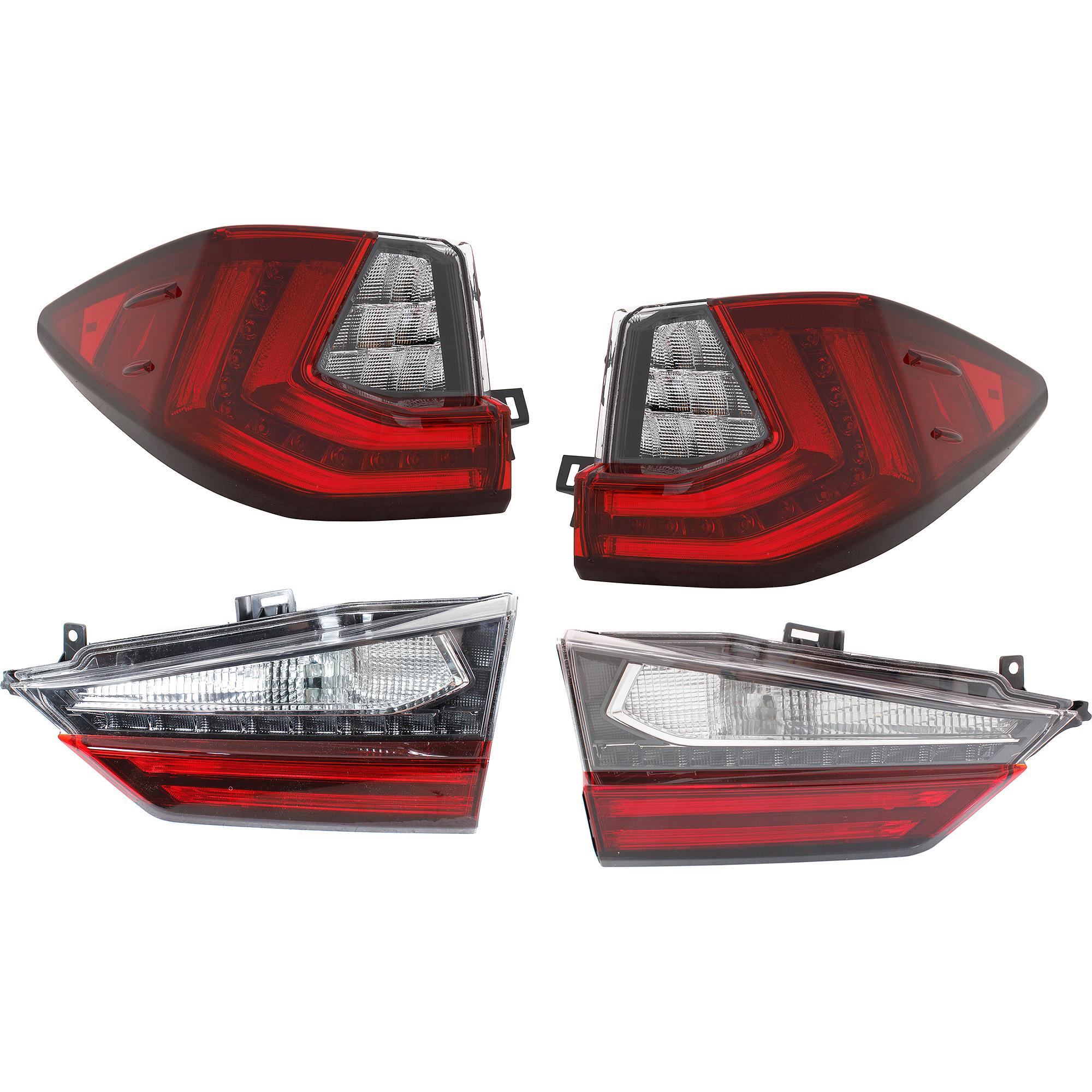 AM RX350 RX450H 16-19 TAIL LAMP RH AND LH Inner and Outer Assembly Halogen Standard RX350 RX350L Canada Japan Built Vehicle SKU SET RL73010002-4 Partslink LX2804131 LX2805131 OEM 815500E140-815600E140-81581482