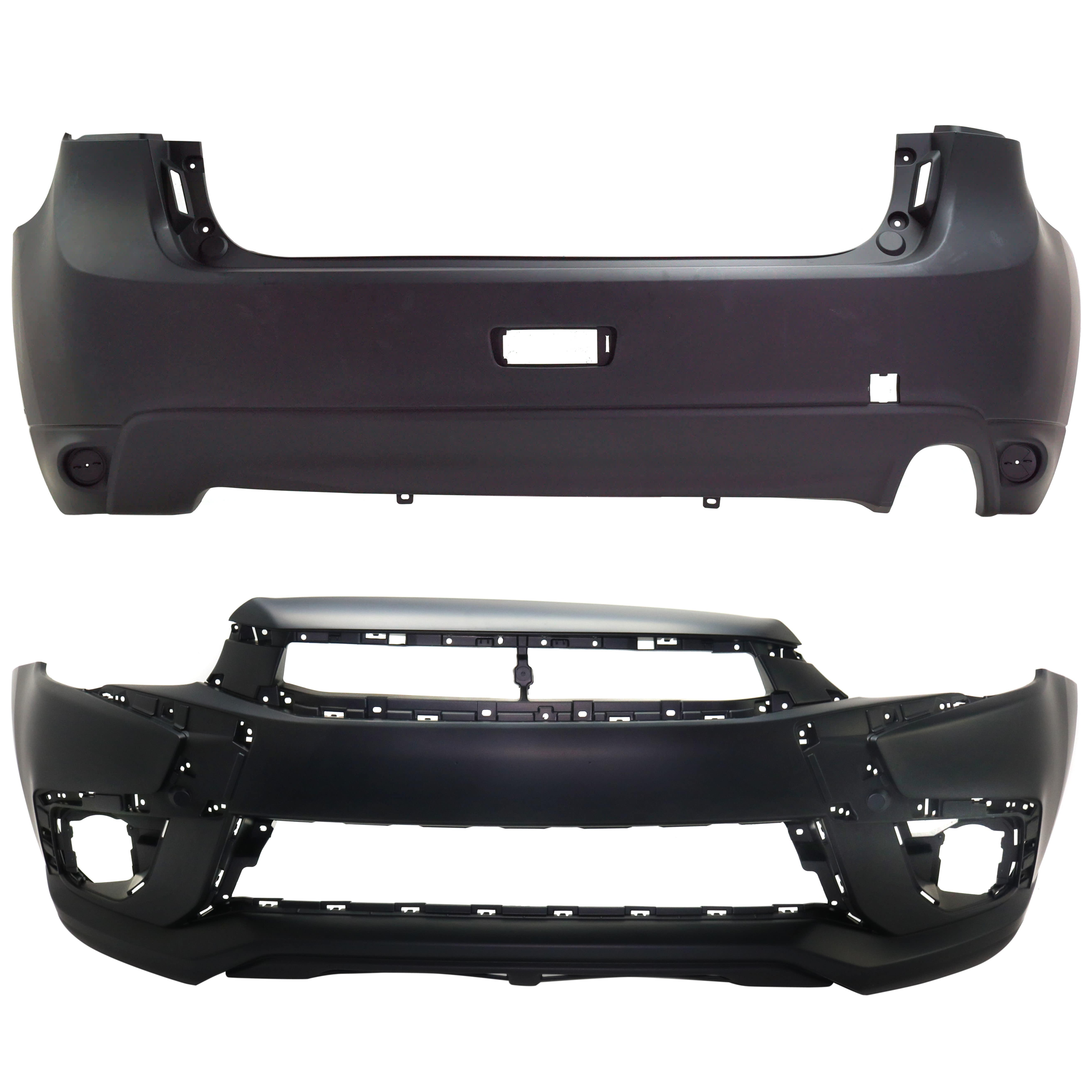 AM OUTLANDER SPORT RVR 16-17 FRONT AND REAR BUMPER COVER Primed SKU SET RM01030043P Partslink MI1000343 MI1100302 OEM 6400H486-6410D091